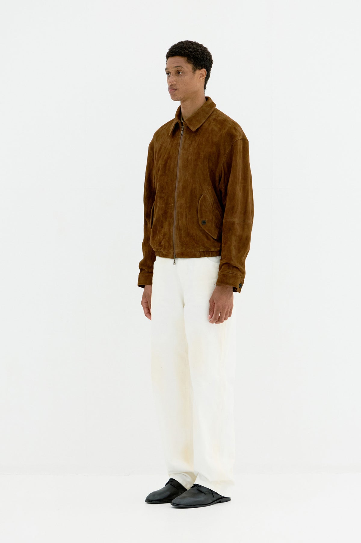 Goat Skin Swingtop Pleated Washed Jumper - Dark Brown