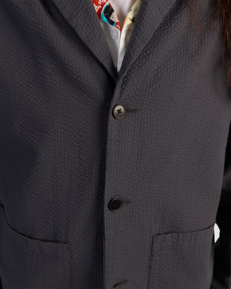Edison Blazer Swollen Seersucker - Dark Grey Garment Washed
