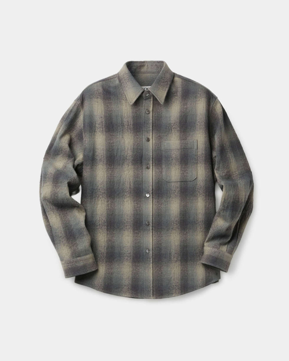 Ombre Flannel One Pocket Checkered Shirt - Blue Grey