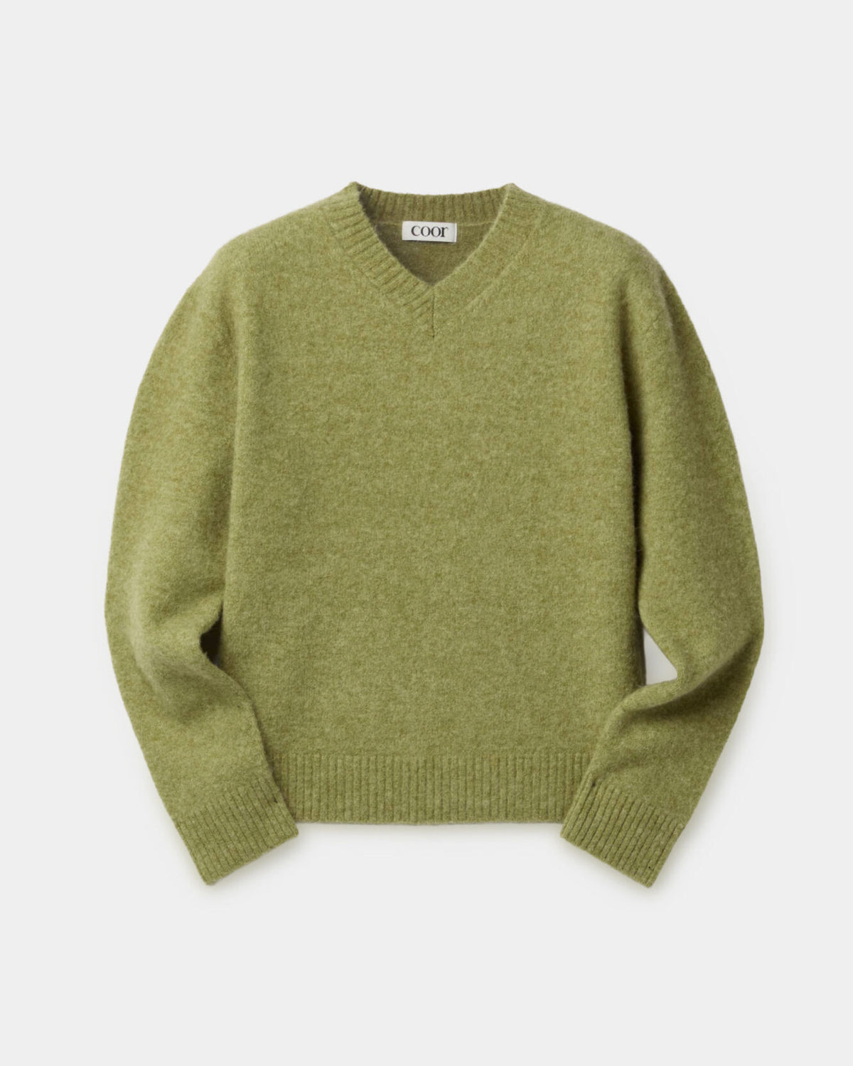 Wool Blend Hairy Neck Sweater - Pale Green