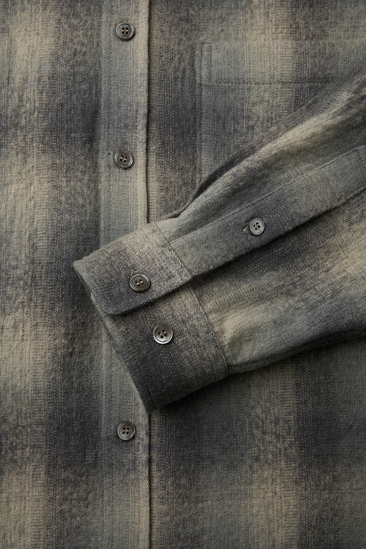 Ombre Flannel One Pocket Checkered Shirt - Blue Grey