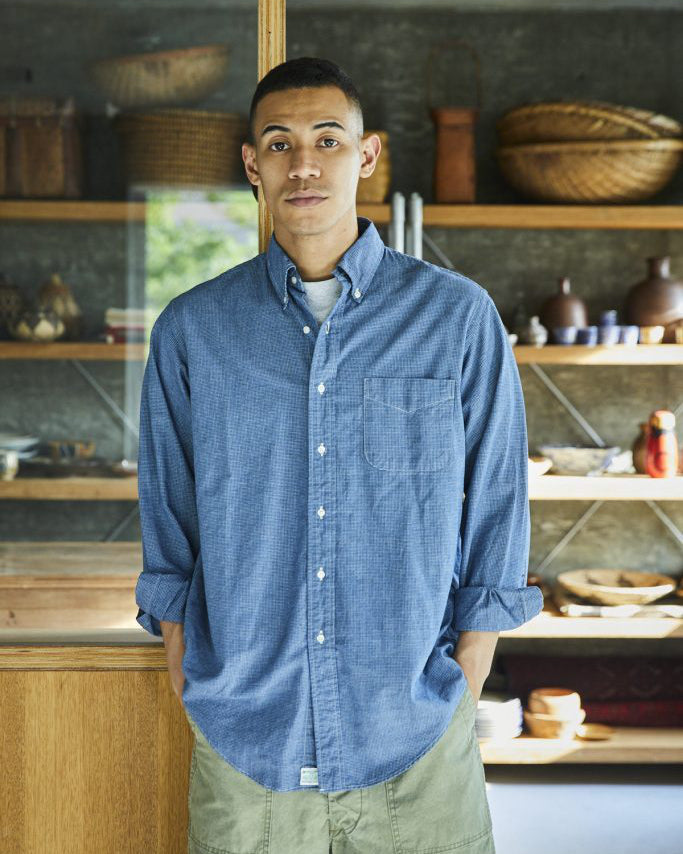 Relax Fit Stripe Chambray Work Shirt - Hickory