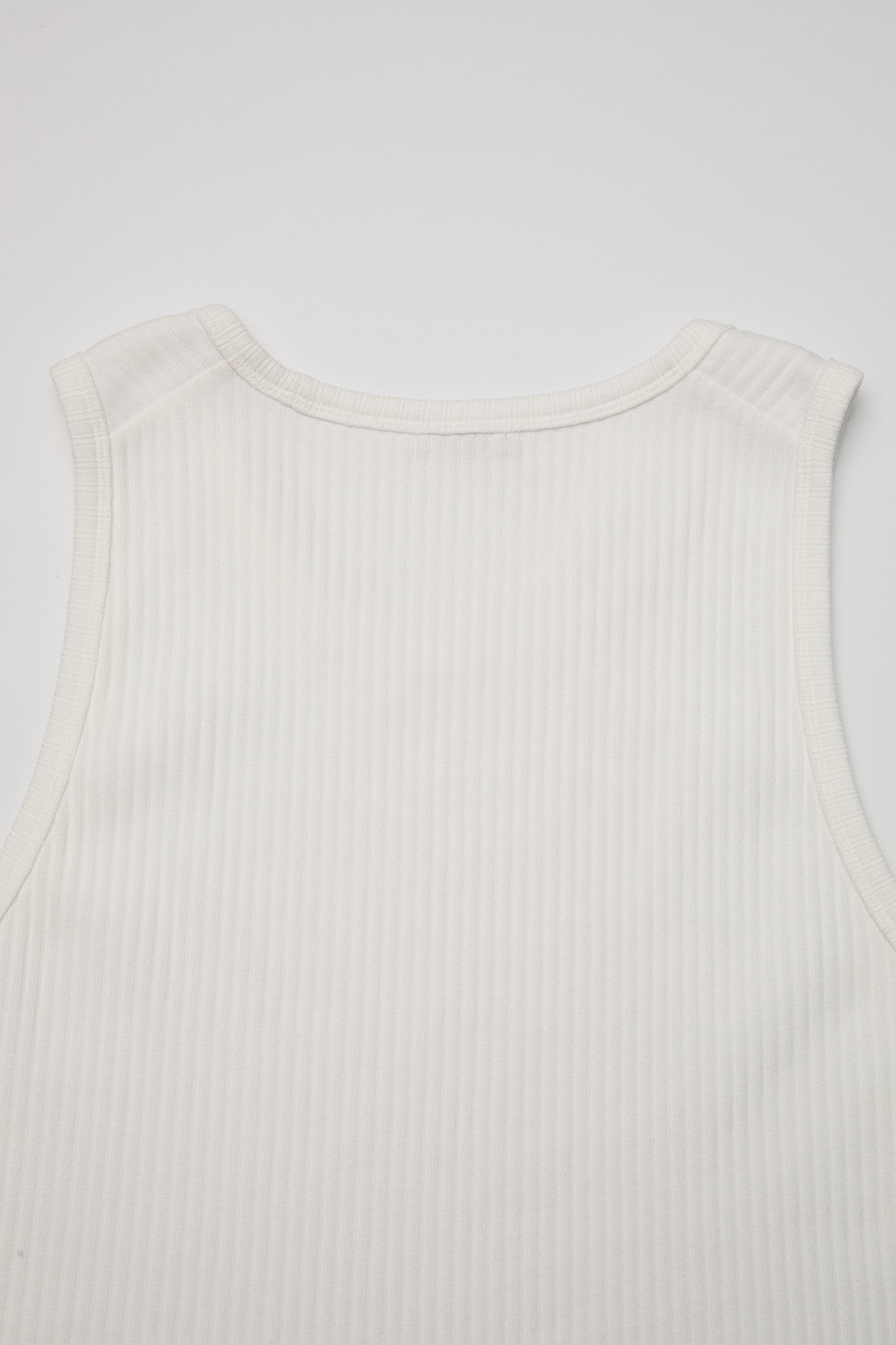 Scoop-Neck Ribbed Sleeveless - White