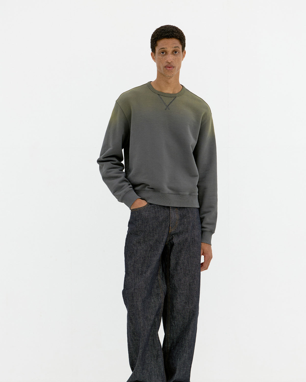Panelled Crewneck Sweatshirt - Vintage Blue