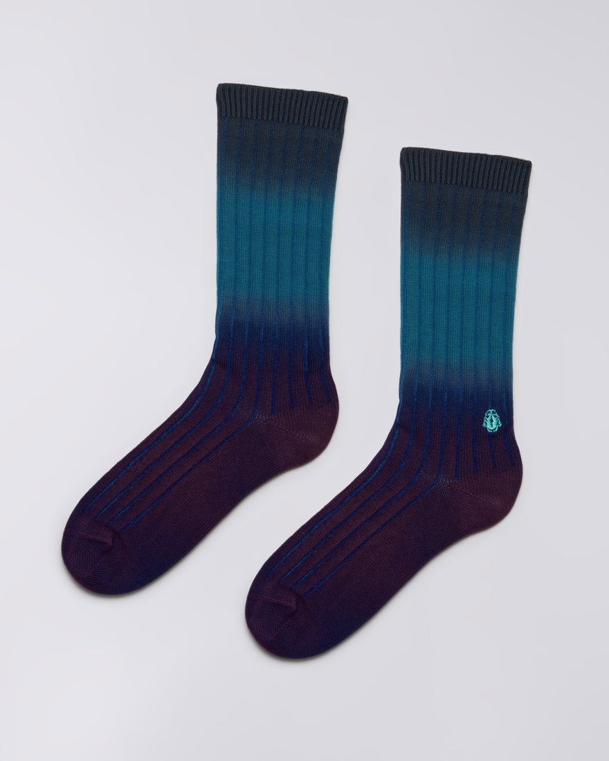 Long Dip Dye Socks - Red Plum / Mediterranea