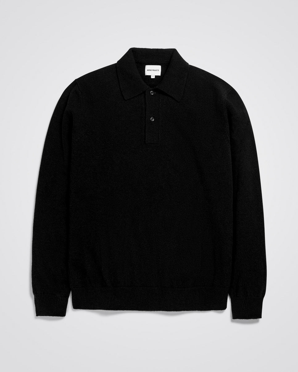 Marco Merino Lambswool Polo - Black