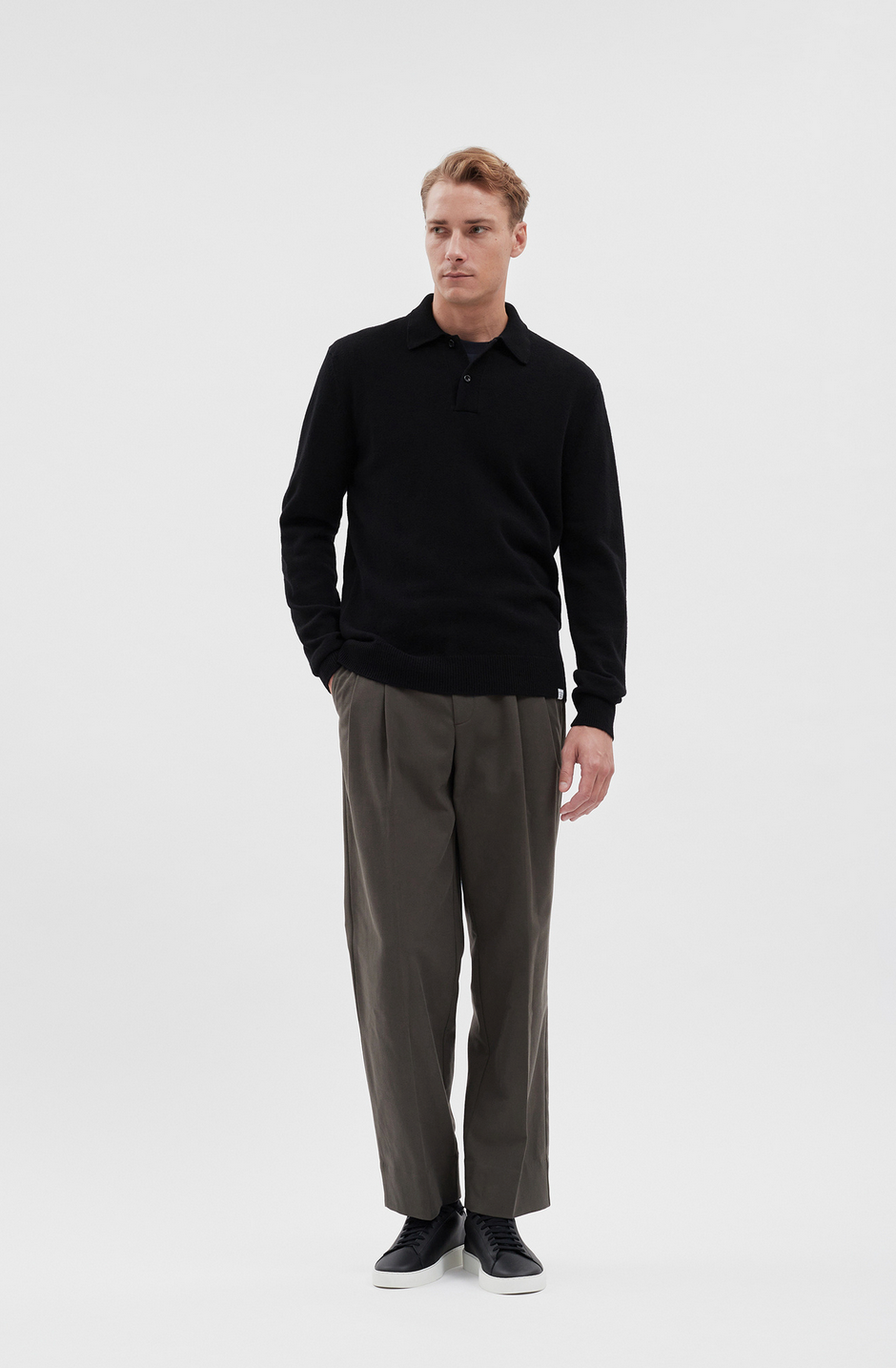 Marco Merino Lambswool Polo - Black