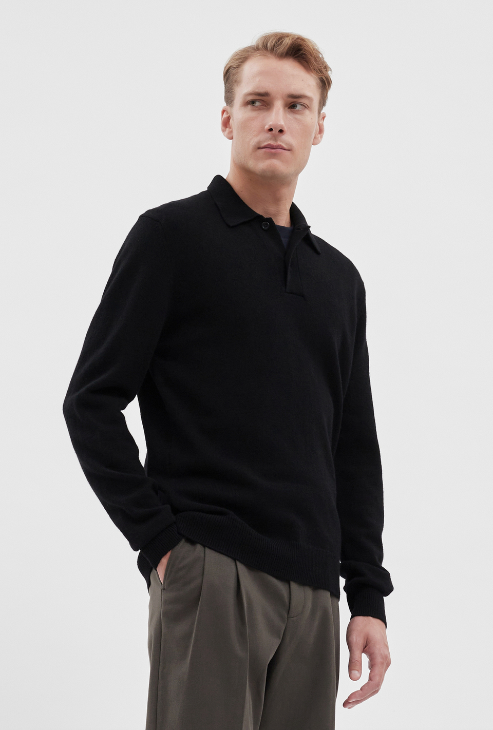 Marco Merino Lambswool Polo - Black