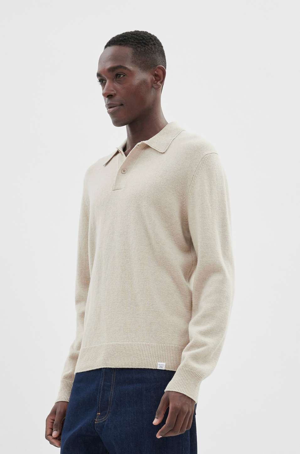 Marco Merino Lambswool Polo - Oatmeal