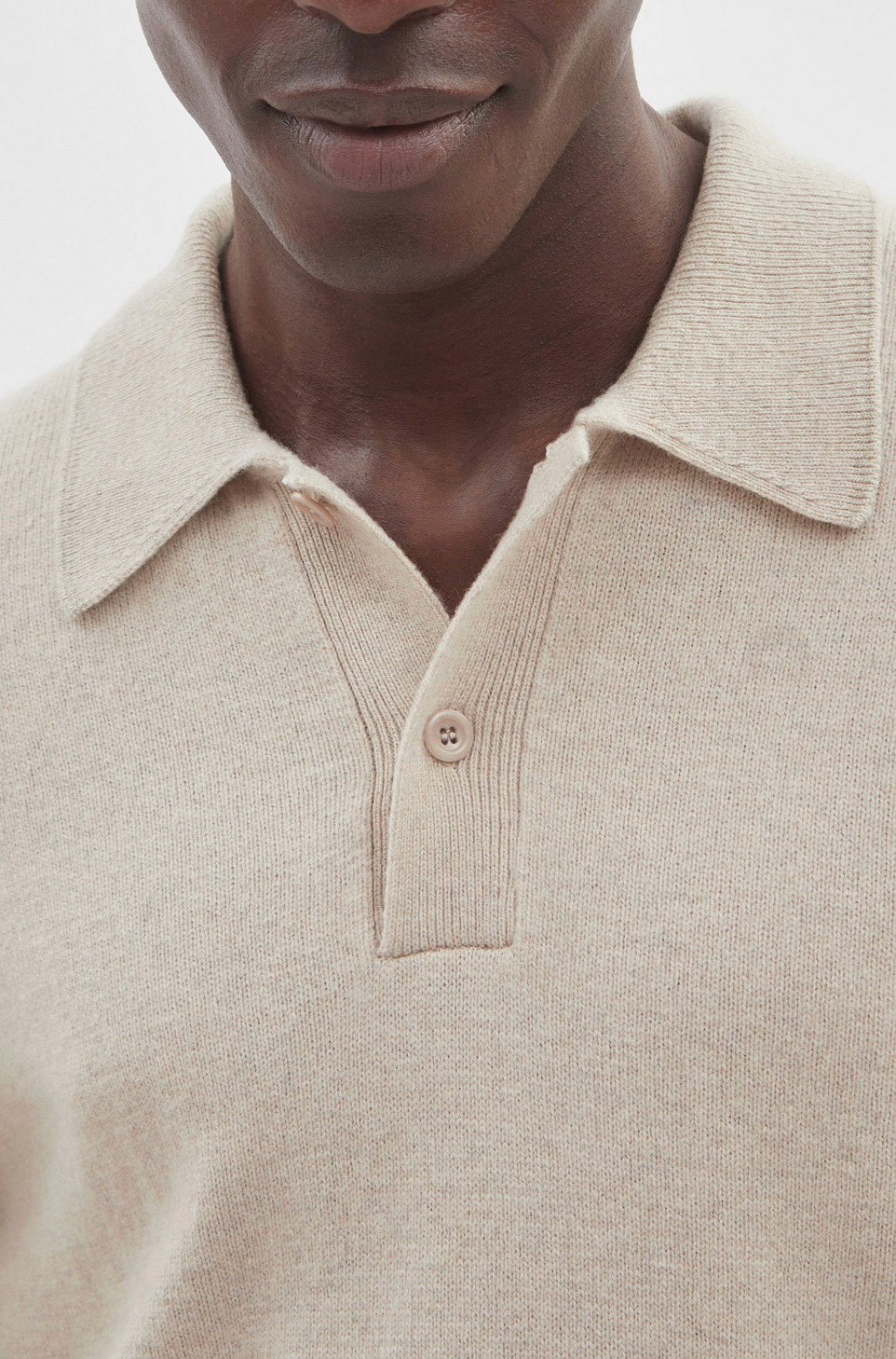 Marco Merino Lambswool Polo - Oatmeal