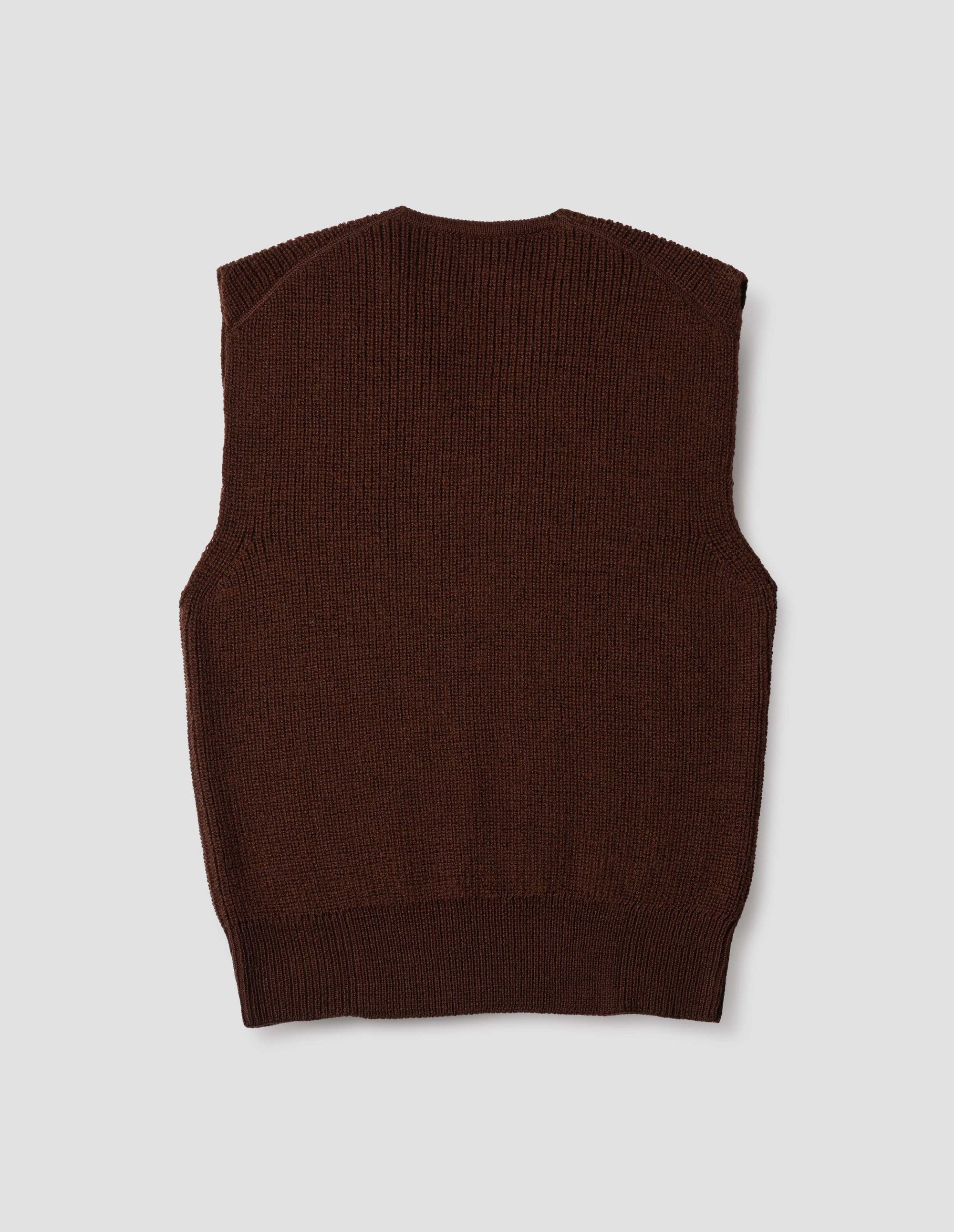 Chunky Ribbed Slipover Virgin Wool - Brown