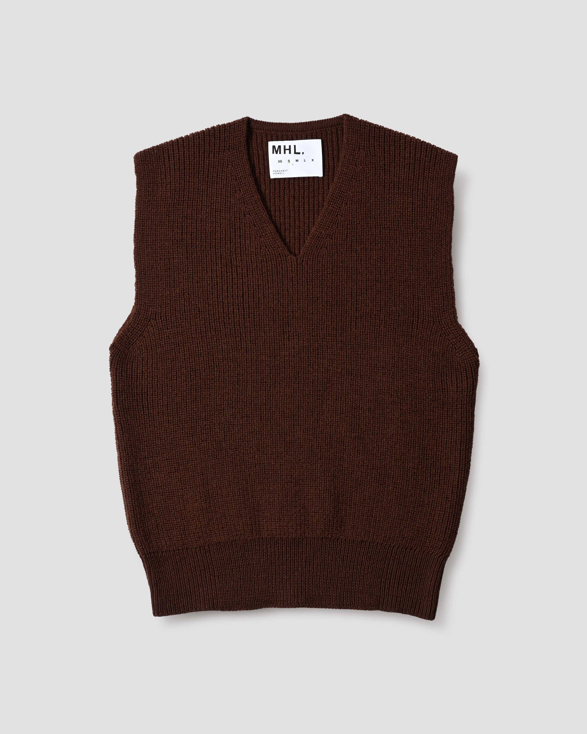 Chunky Ribbed Slipover Virgin Wool - Brown