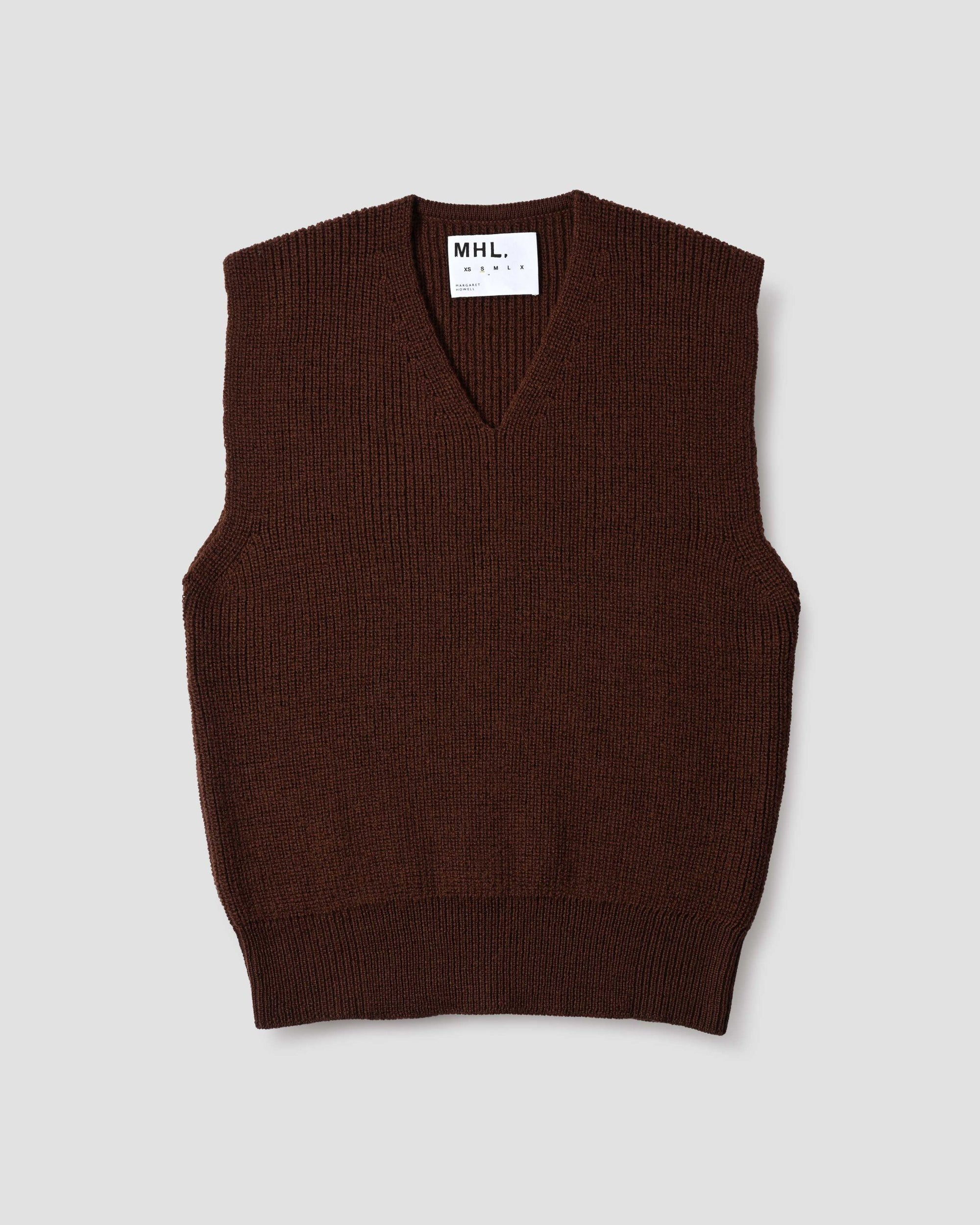 Chunky Ribbed Slipover Virgin Wool - Brown