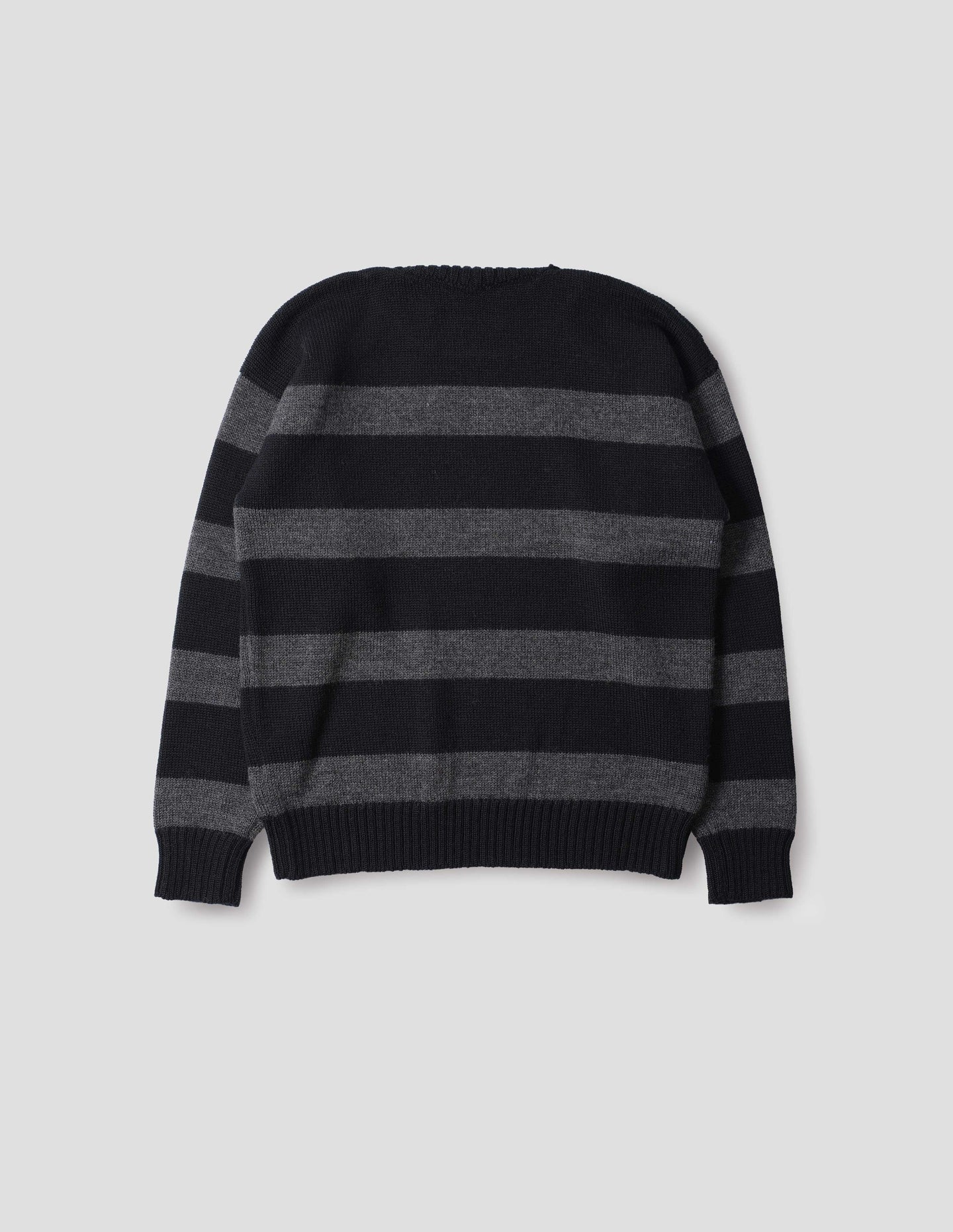 Graphic Striped Crew Virgin Wool - Black / Charcoal