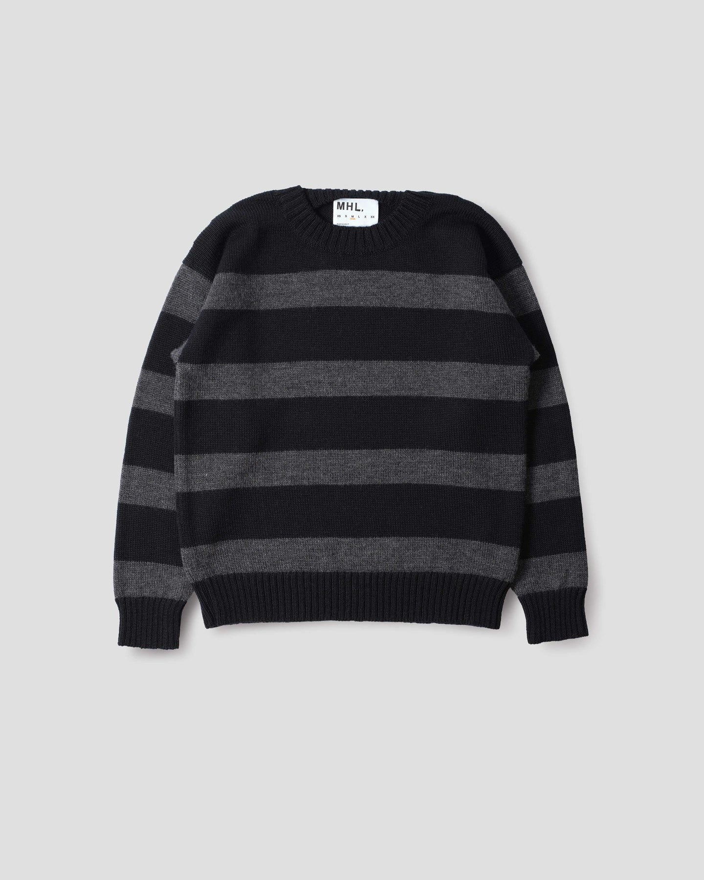 Graphic Striped Crew Virgin Wool - Black / Charcoal
