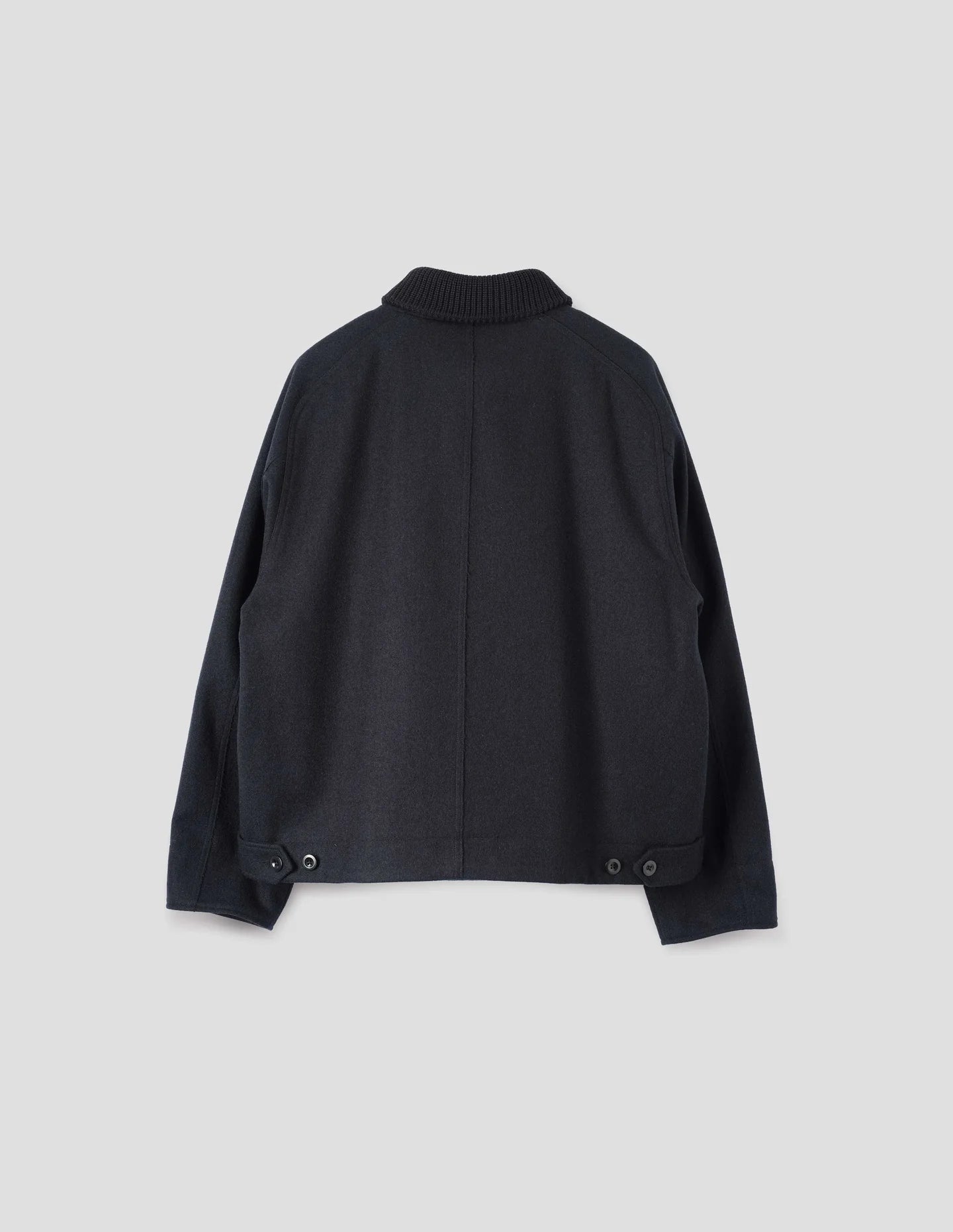 Rib Neck Jacket Course Melton Wool - Ink