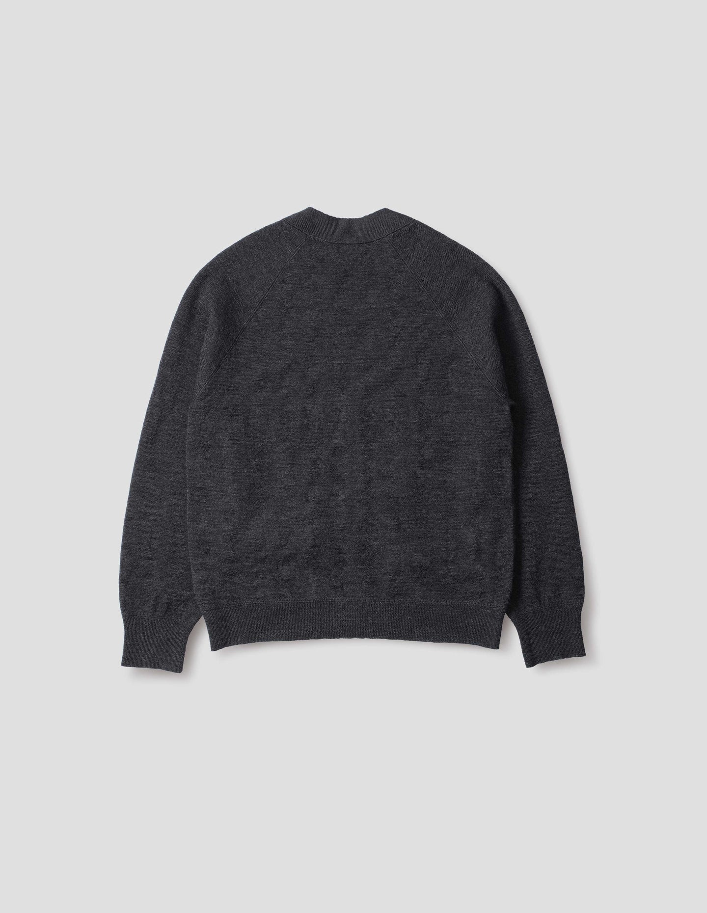 Flatlock Cardigan Pure Wool - Charcoal