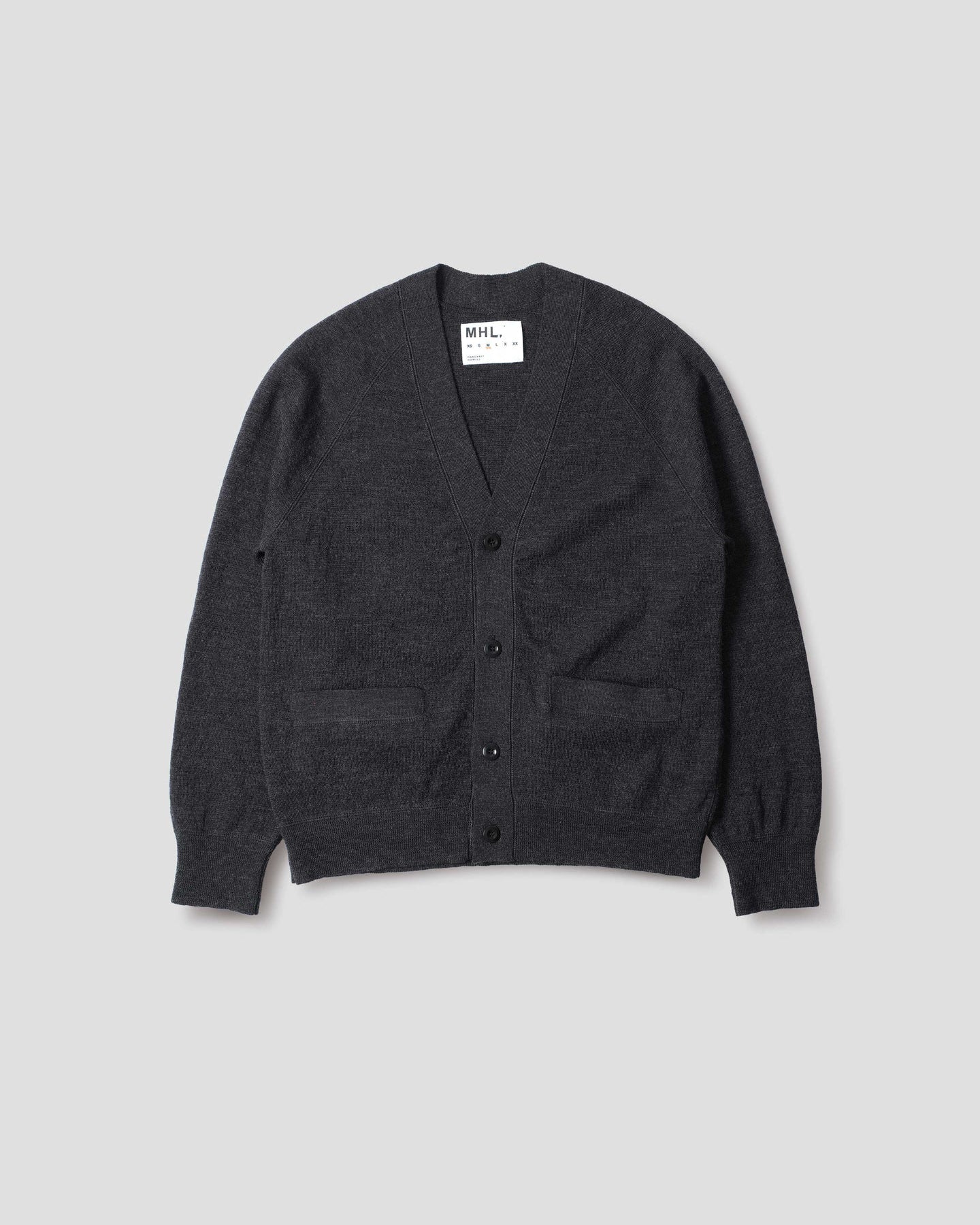 Flatlock Cardigan Pure Wool - Charcoal