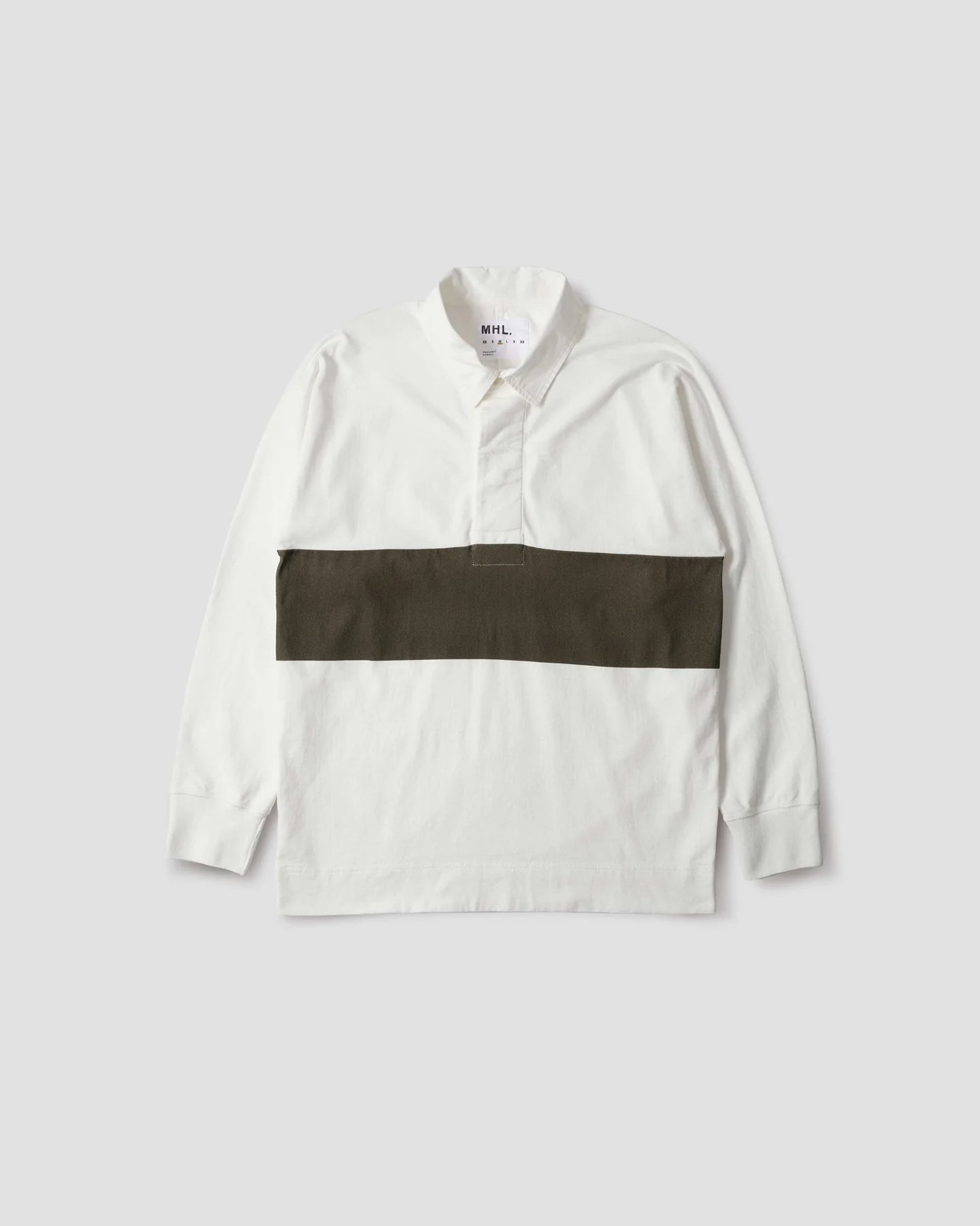 Rugby Shirt Matte Jersey - Off White / Khaki Green