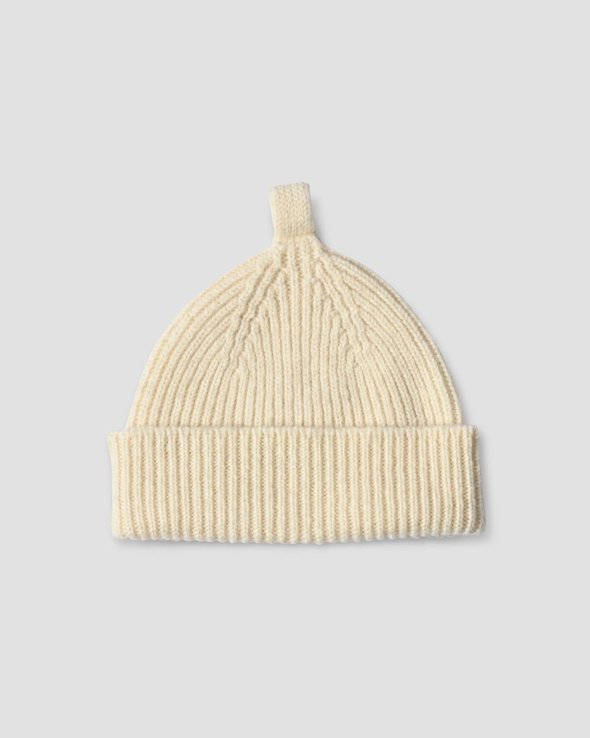 MHL. Simple Ribbed Hat British Wool - Ecru