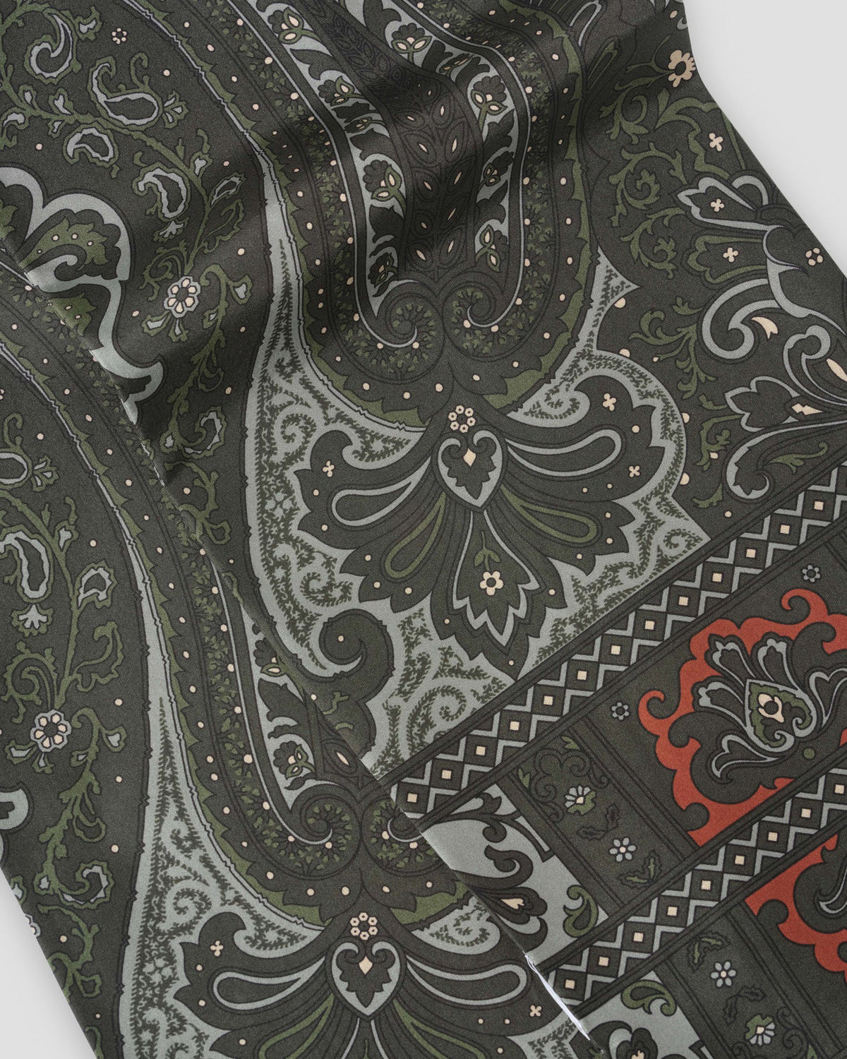 Paisley Scarf Silk - Soft Blue / Burnt Orange