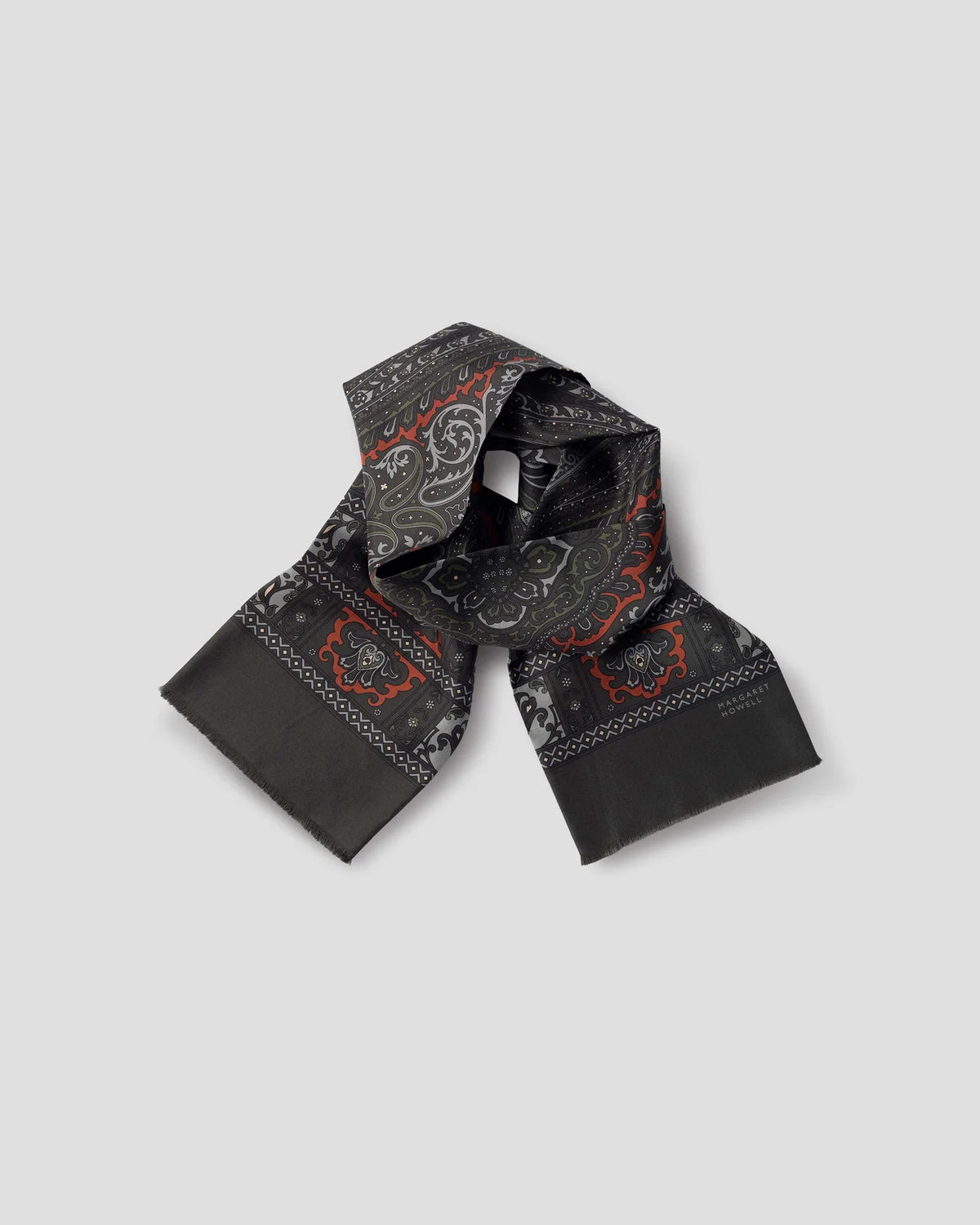 Paisley Scarf Silk - Soft Blue / Burnt Orange