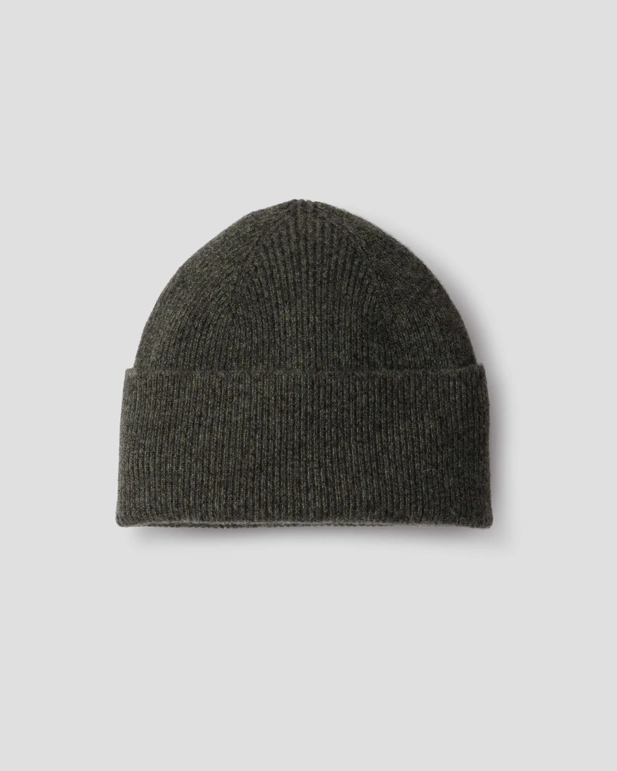 Ribbed Beanie Merino Cashmere Twist - Khaki / Charcoal Twist