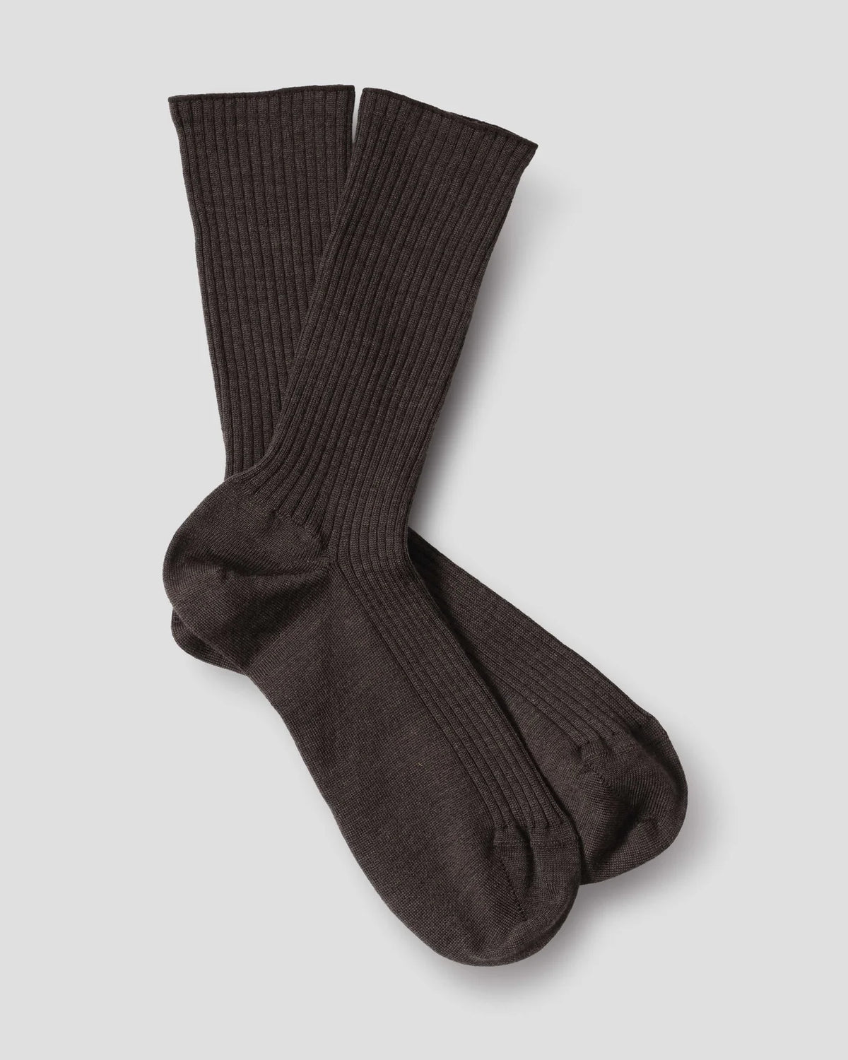 Full Rib Socks Fine Merino - Dark Brown