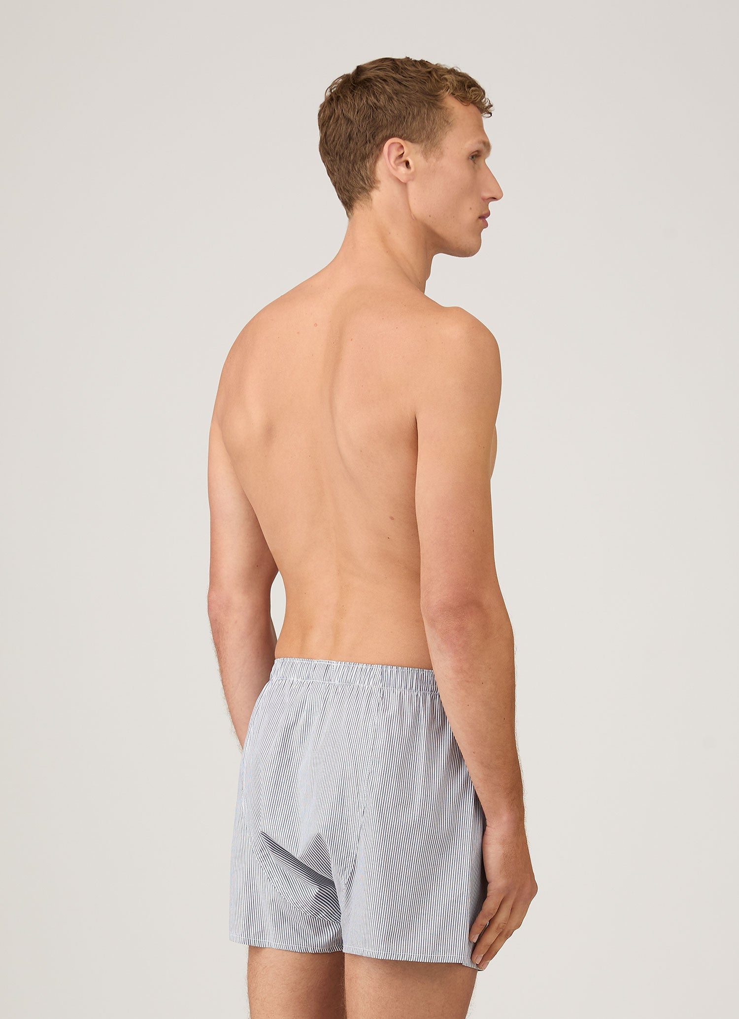 Classic Boxer Shorts - White/Navy/Light Blue Pinstripe