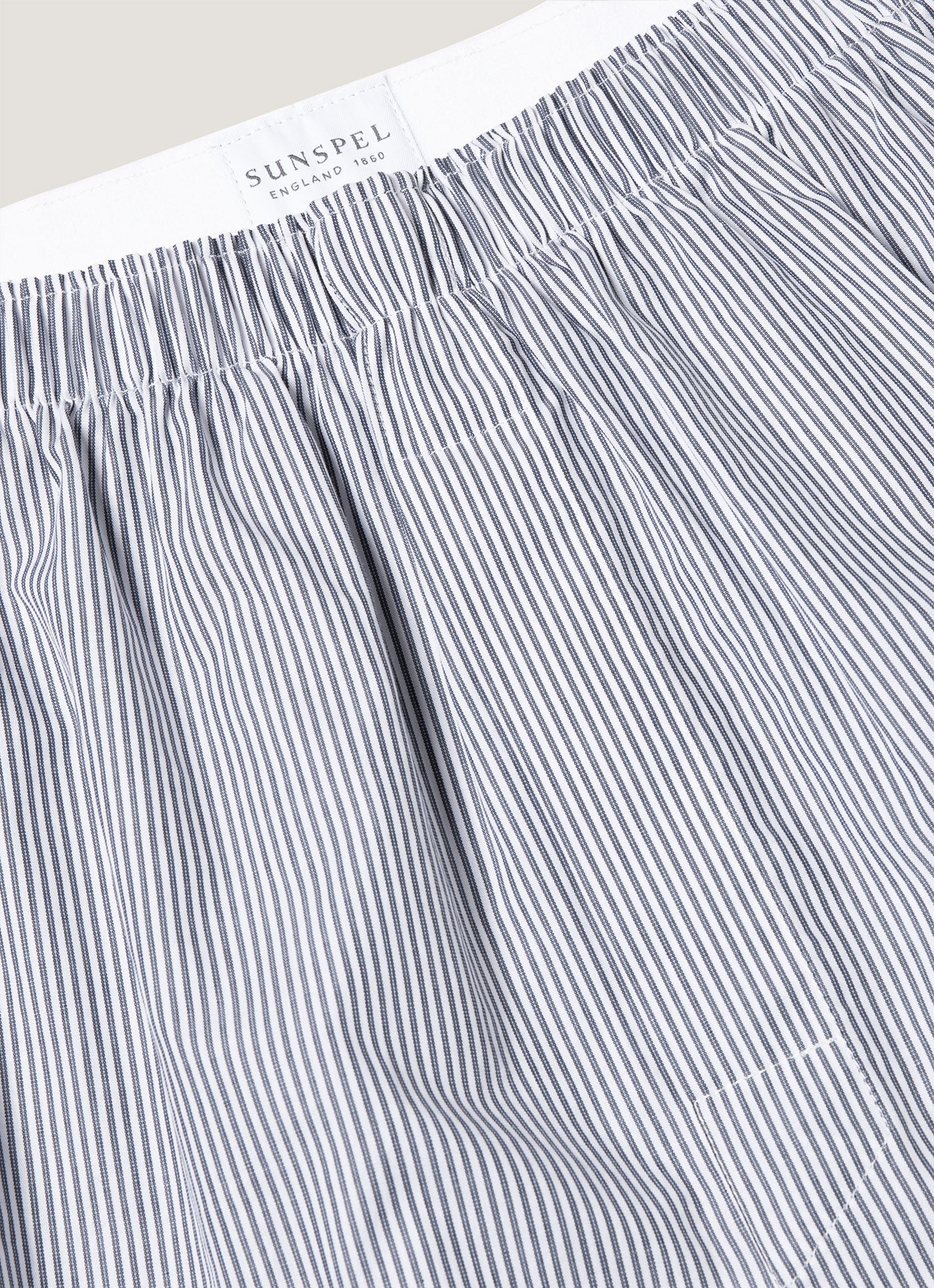 Classic Boxer Shorts - White/Navy/Light Blue Pinstripe