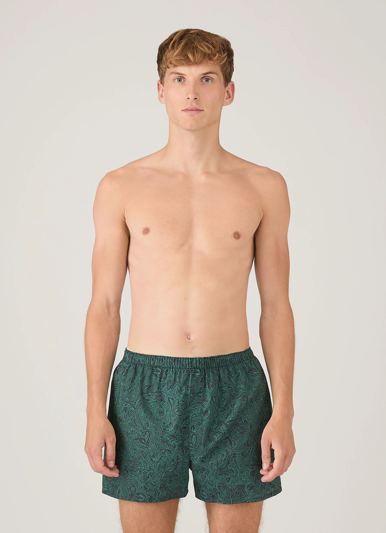 Classic Boxer Shorts in Liberty Fabric - Steel Green Bloom