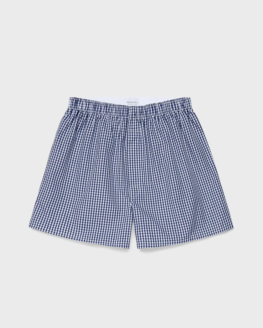Classic Boxer Short - Small Navy Gingham