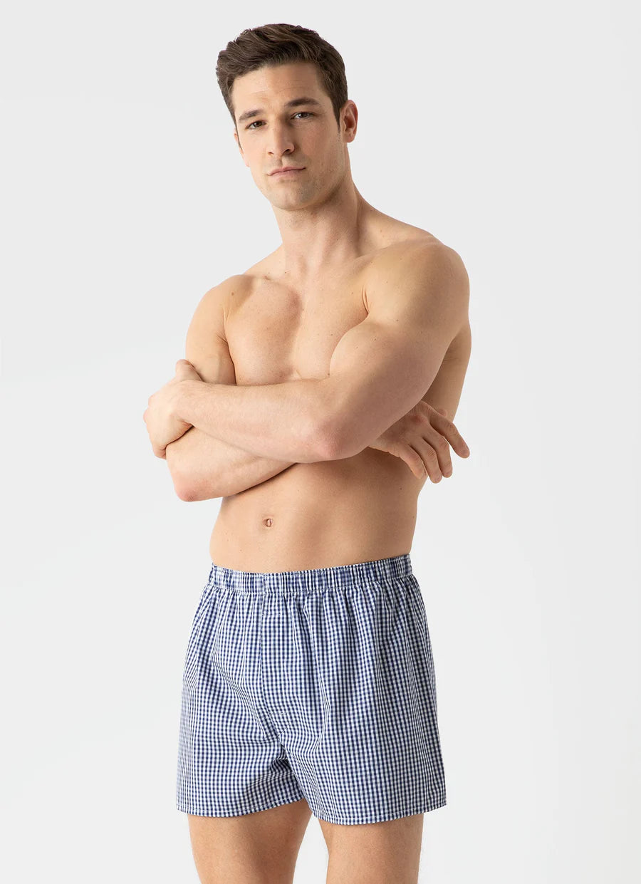 Classic Boxer Short - Small Navy Gingham