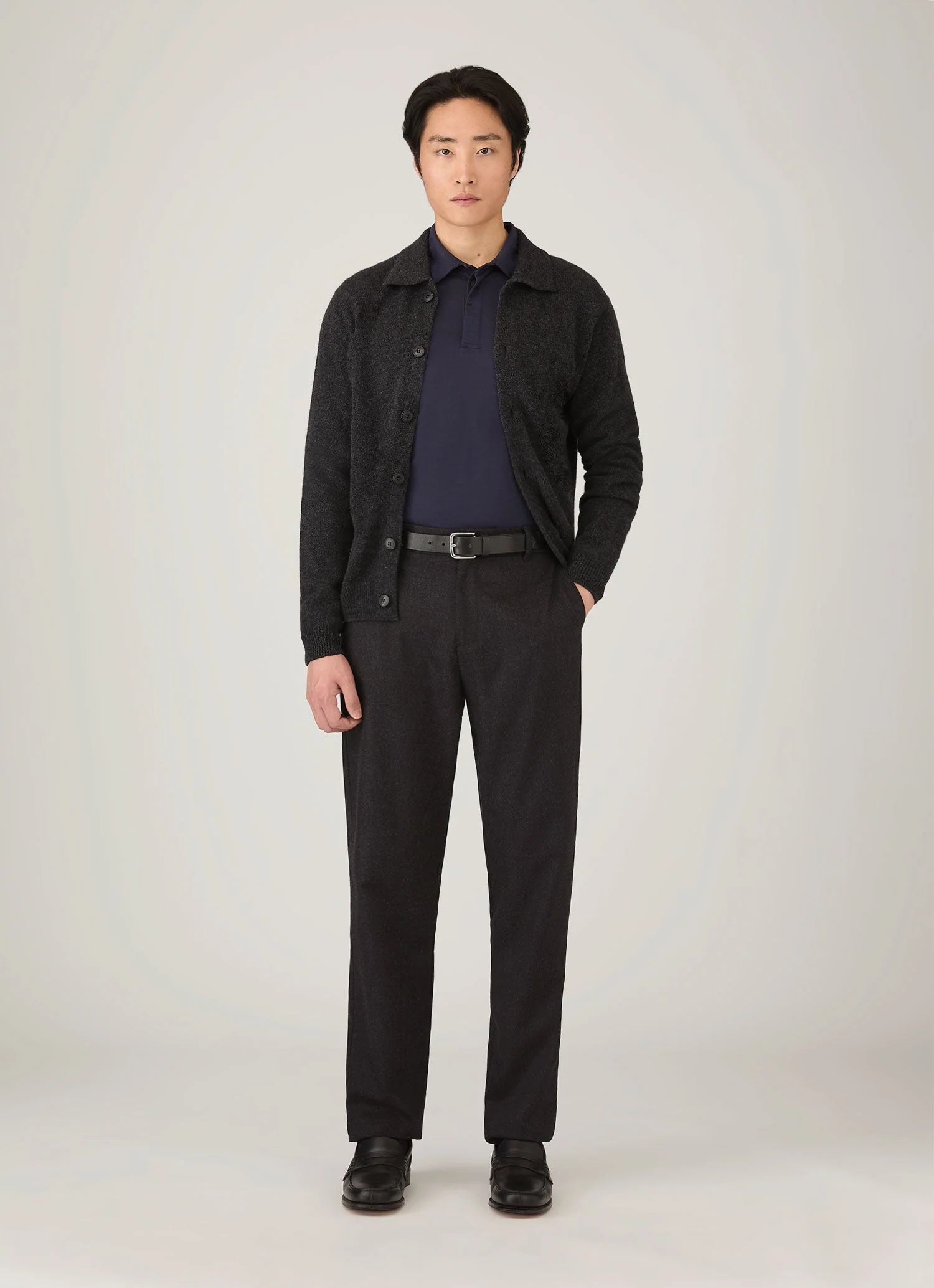 Lambswool Cardigan - Charcoal