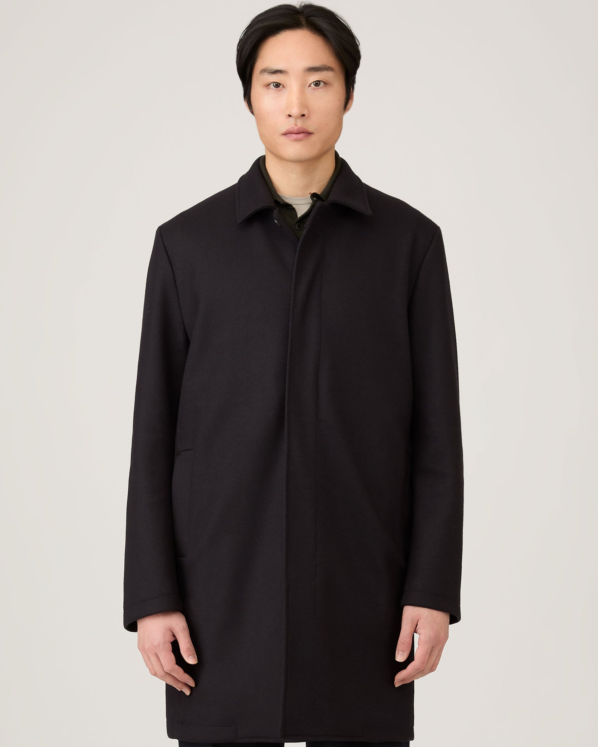 Boiled Wool Coat - Navy