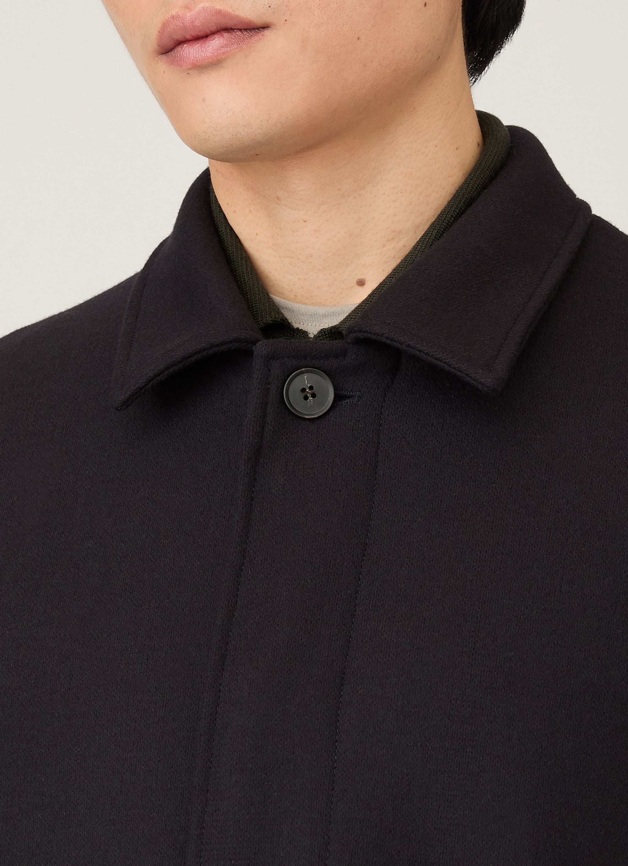 Boiled Wool Coat - Navy