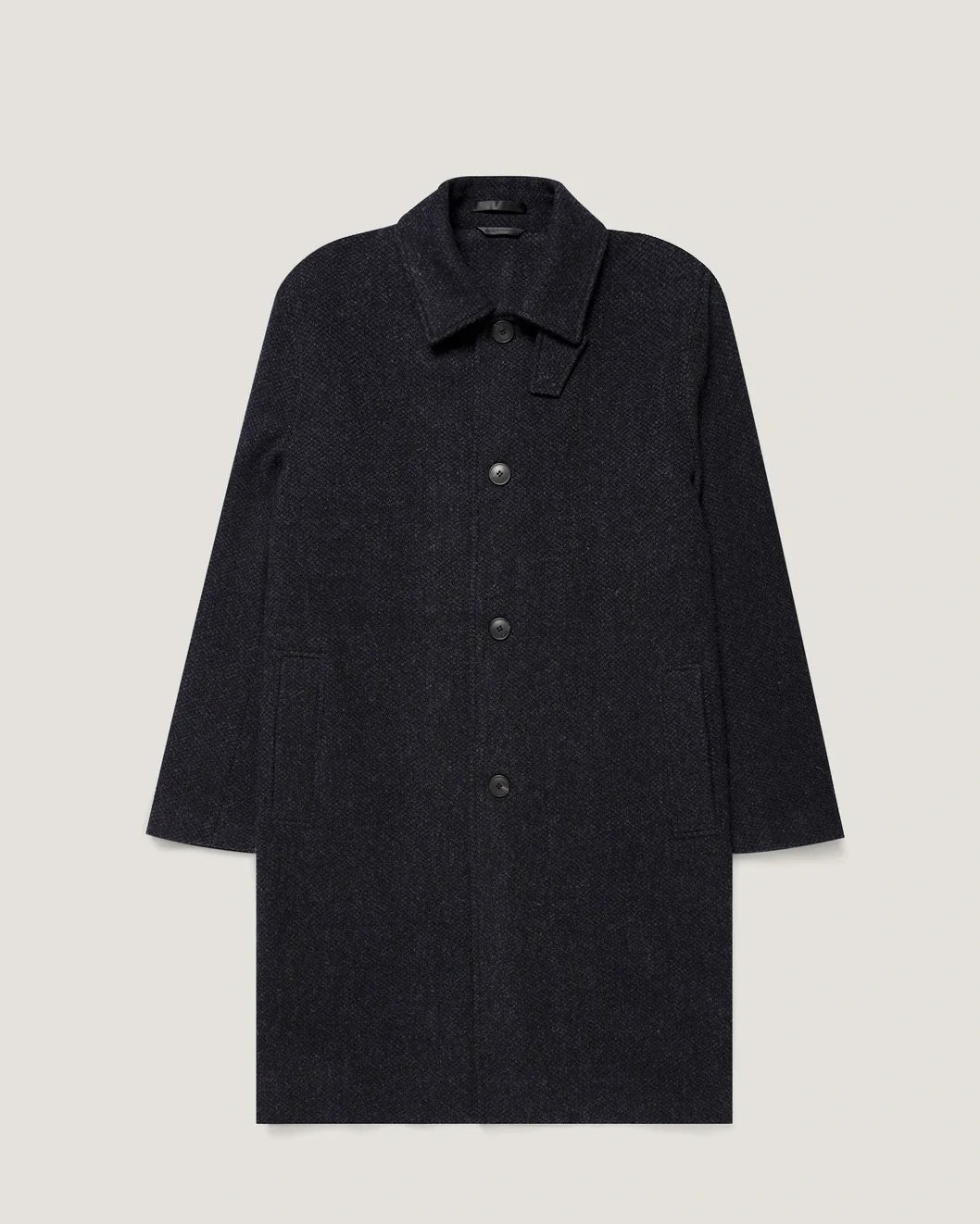Soft Tweed Overcoat - Navy Tweed