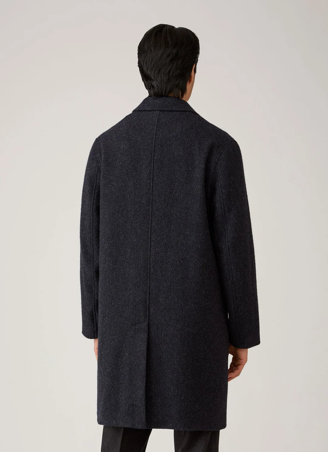 Soft Tweed Overcoat - Navy Tweed