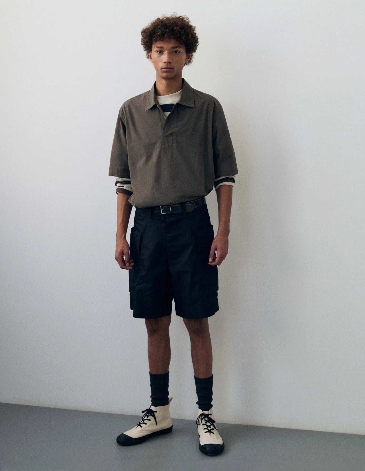 Cargo Pocket Shorts Cotton Nylon Poplin - Black
