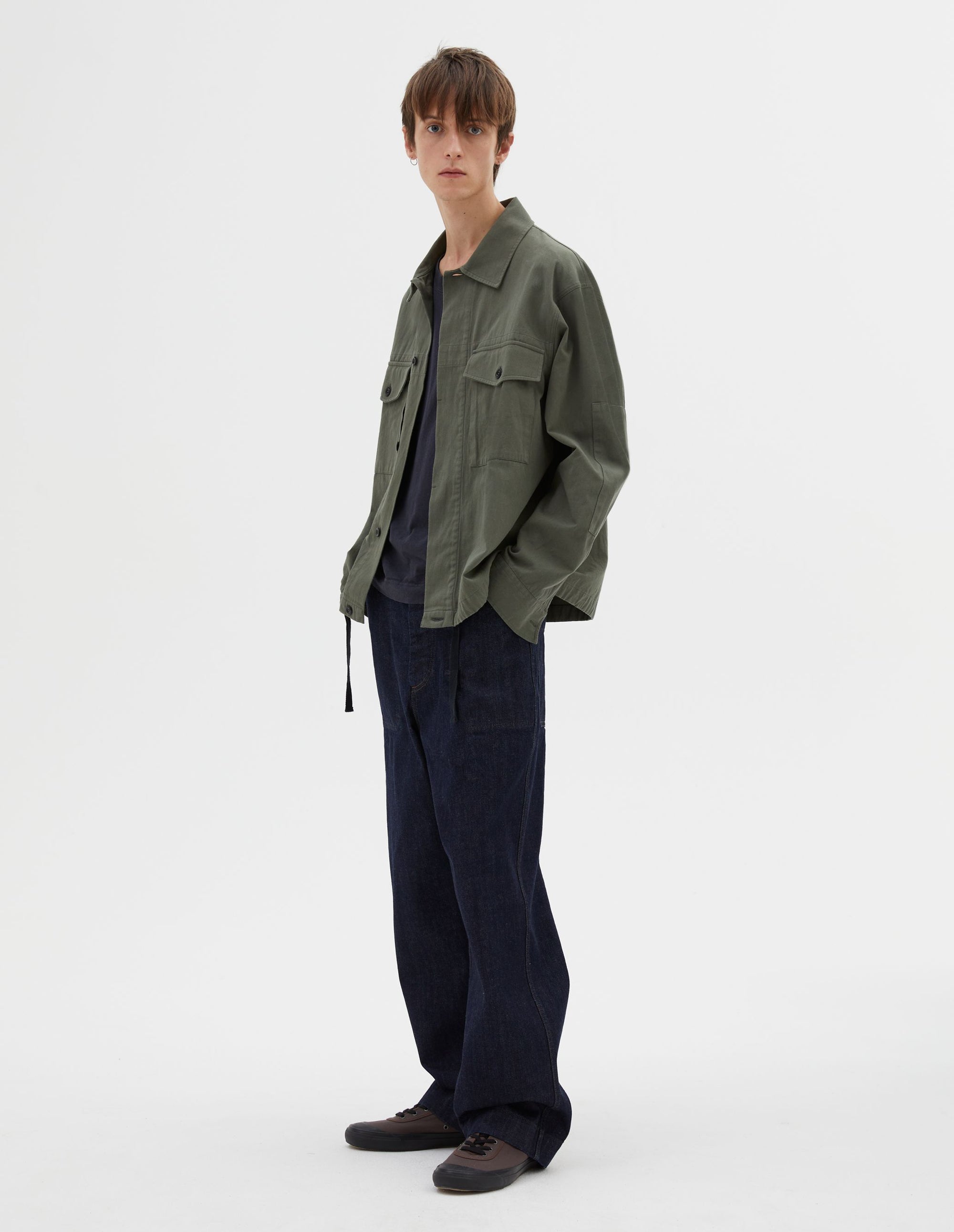 Drawcord Jacket Cotton Hemp Twill - Uniform Green