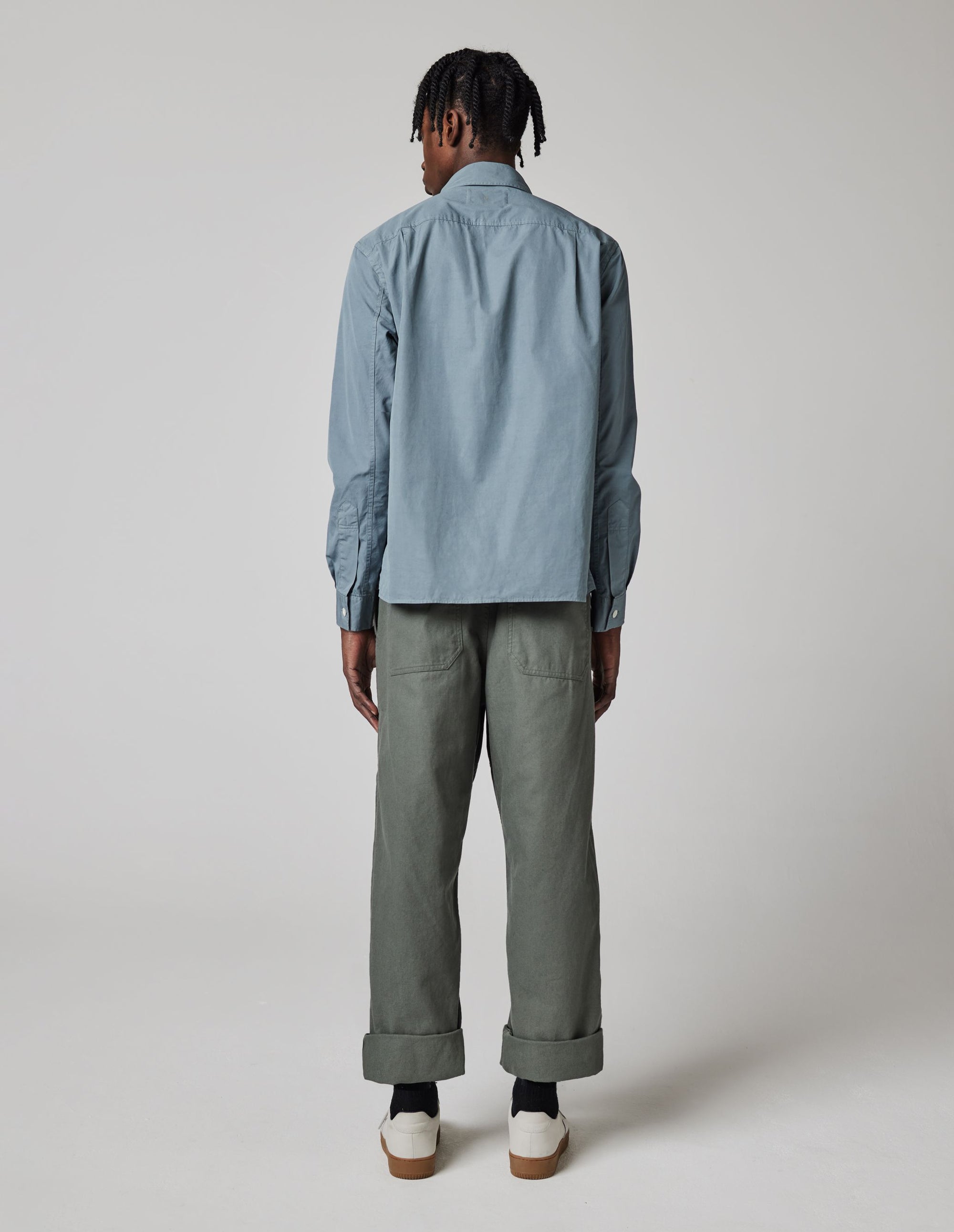 Overall Shirt Compact Cotton Poplin - Dusty Blue