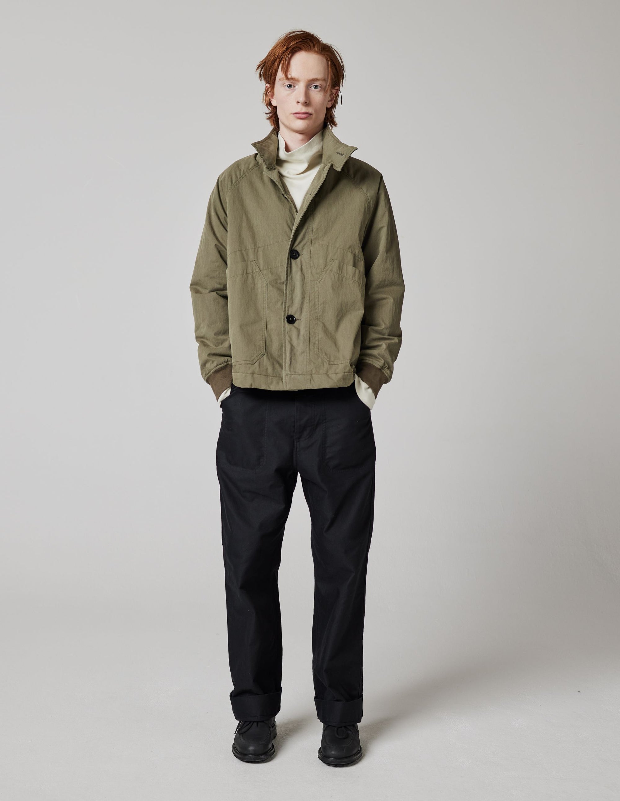 Padded Worker Jacket Coated Cotton Nylon - Pale Khaki