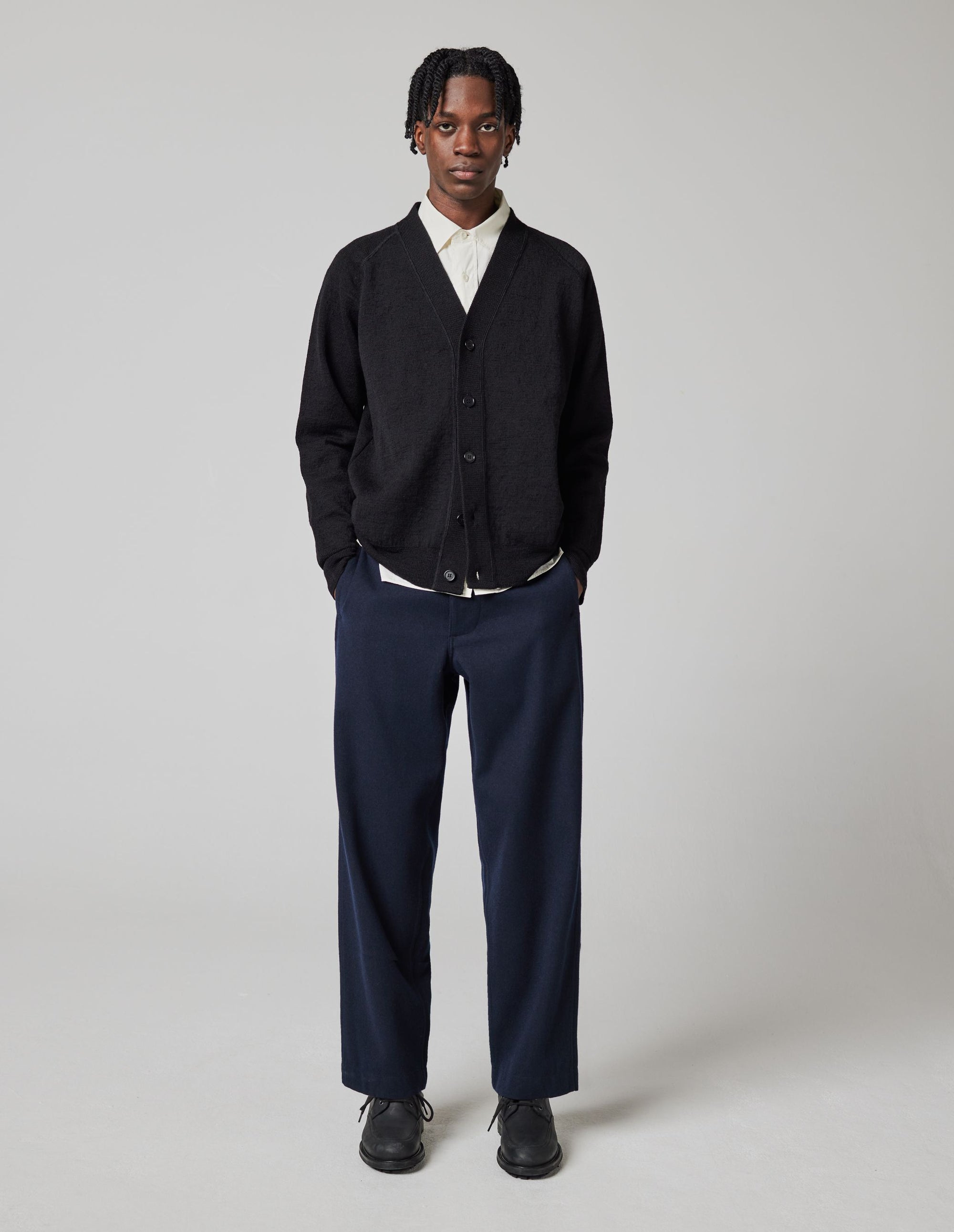 Raglan Cardigan Dry Wool - Black