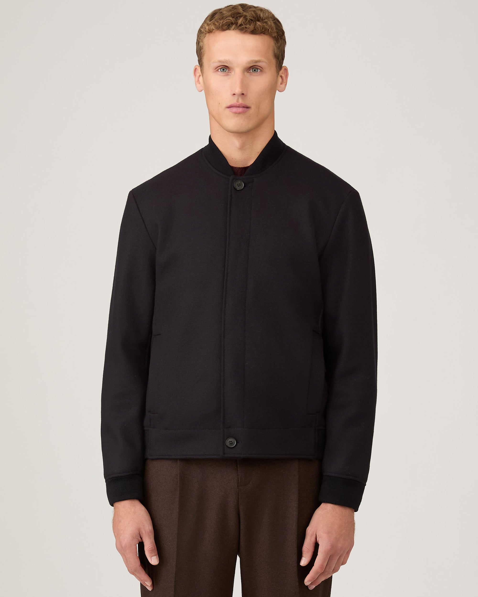 Wool Bomber Jacket - Navy