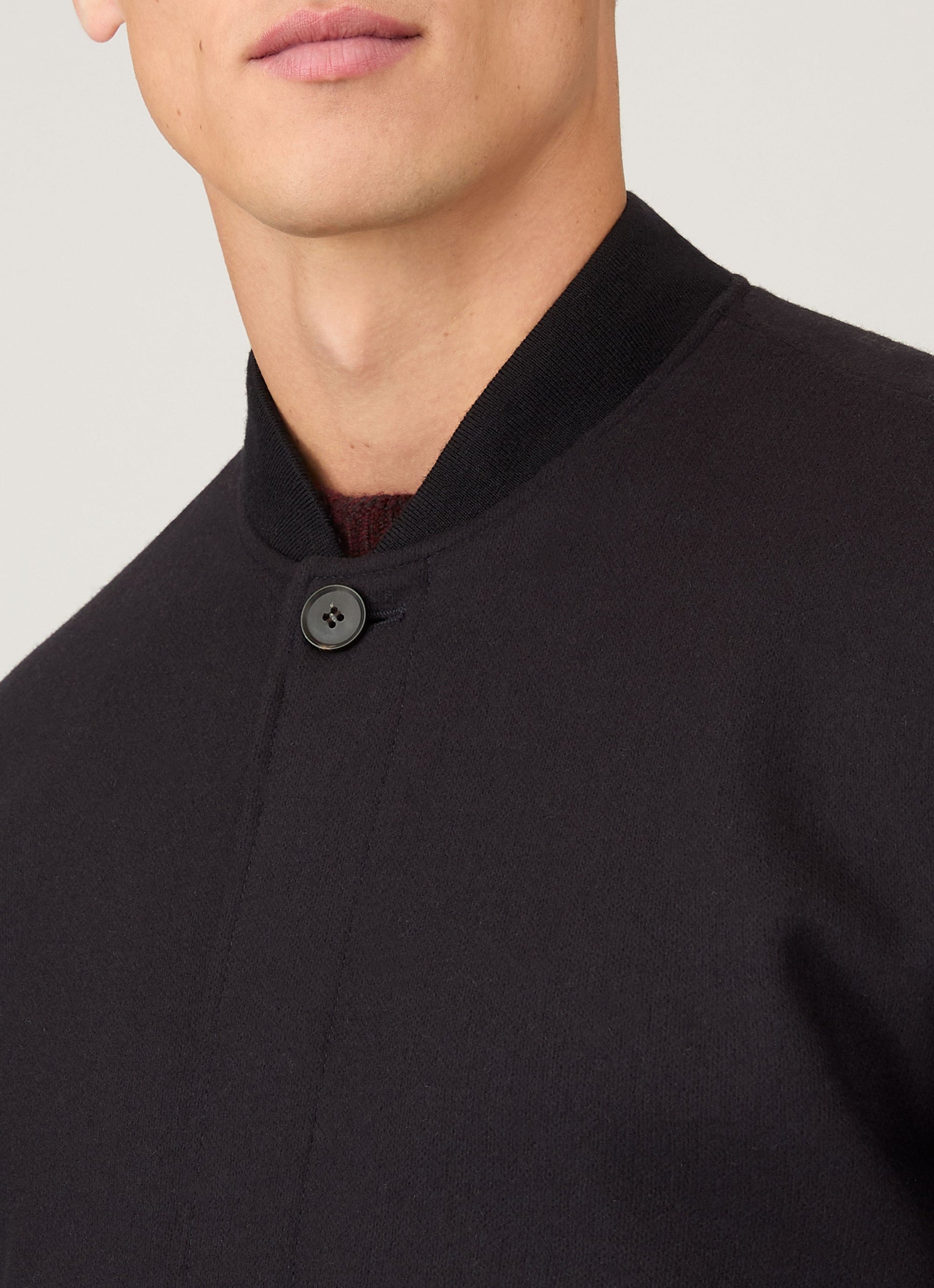 Wool Bomber Jacket - Navy