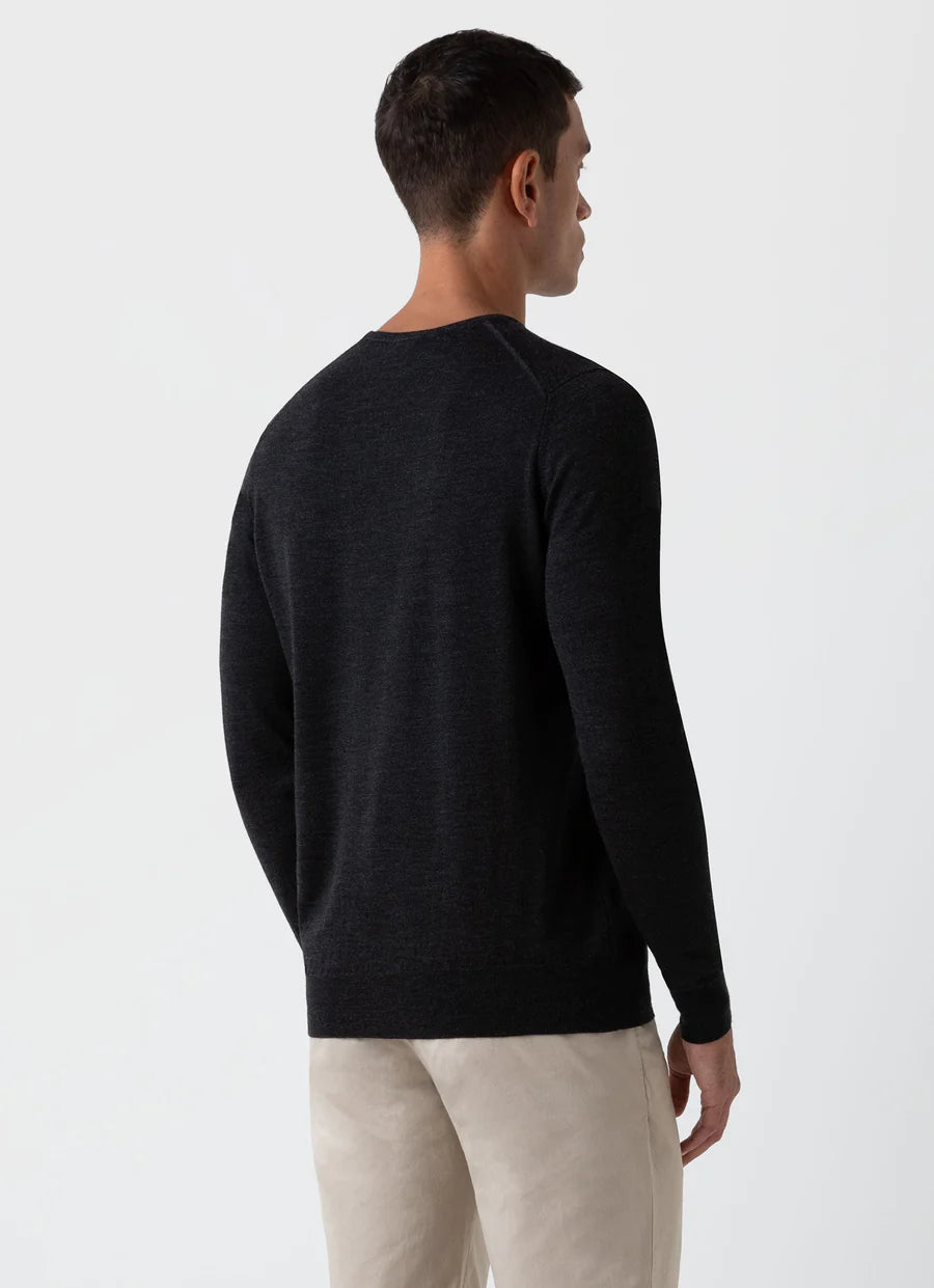 Merino Crew Neck Jumper - Charcoal Melange