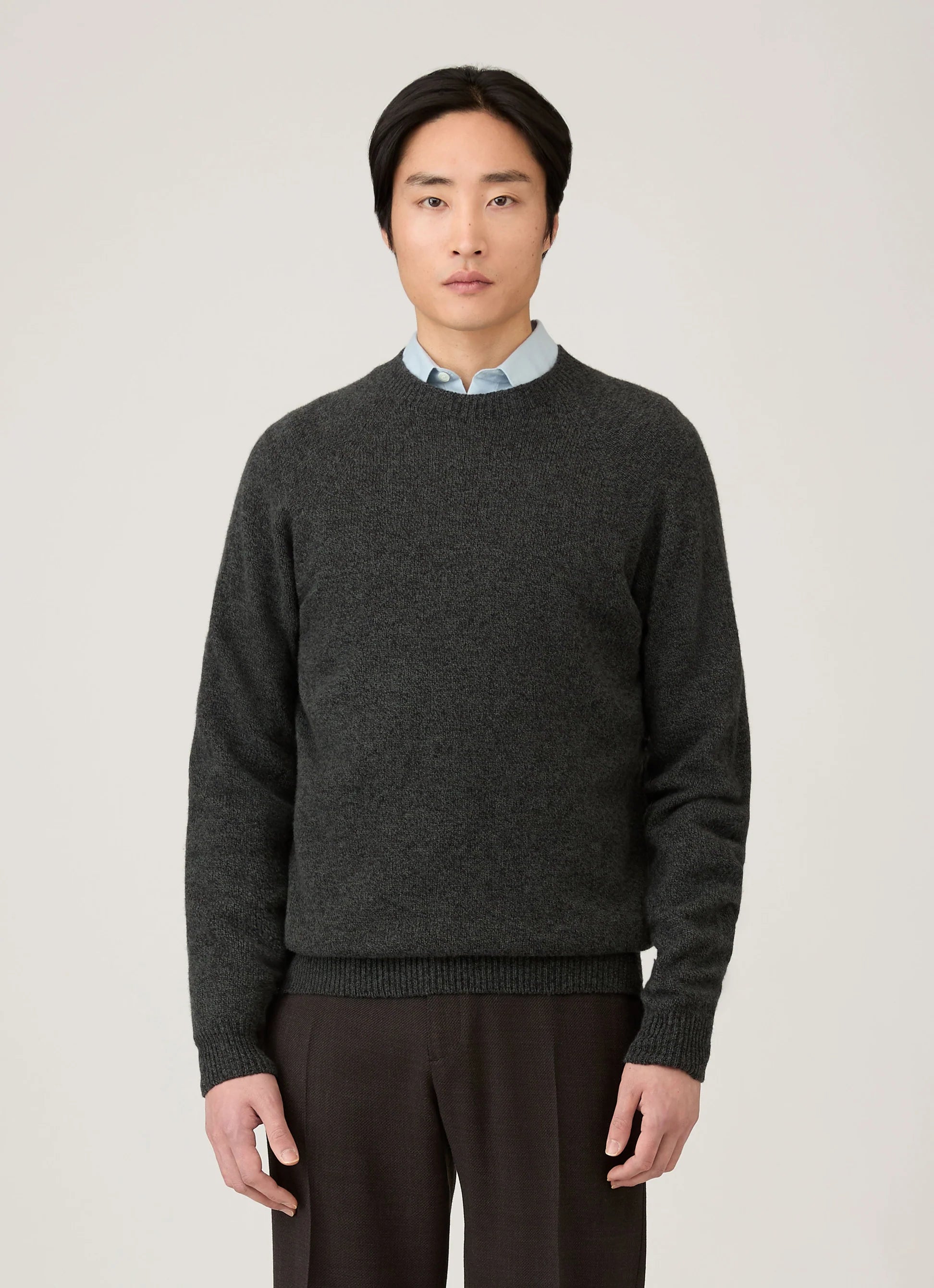 Lambswool Crew Neck - Dark Green Twist