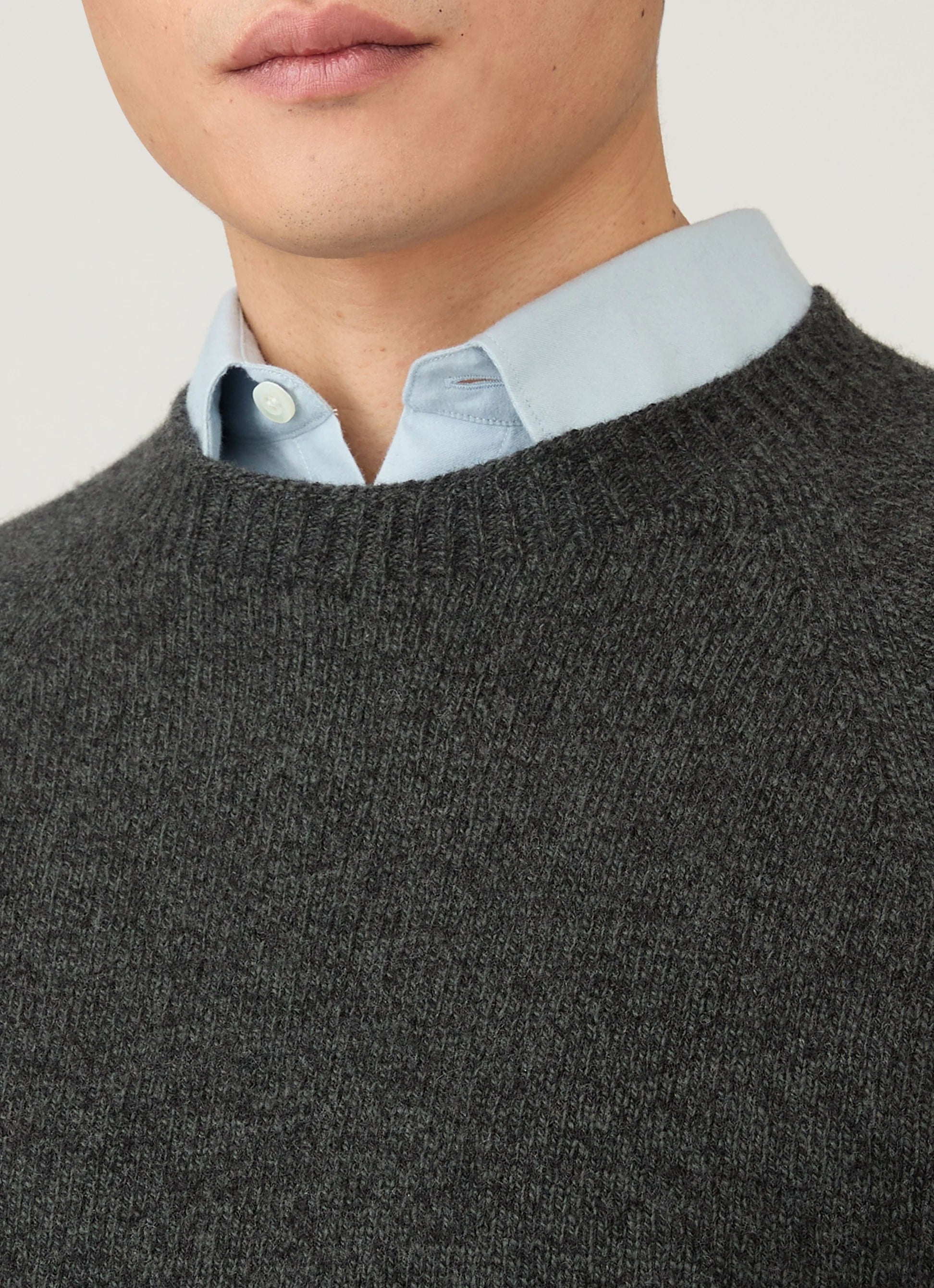 Lambswool Crew Neck - Dark Green Twist