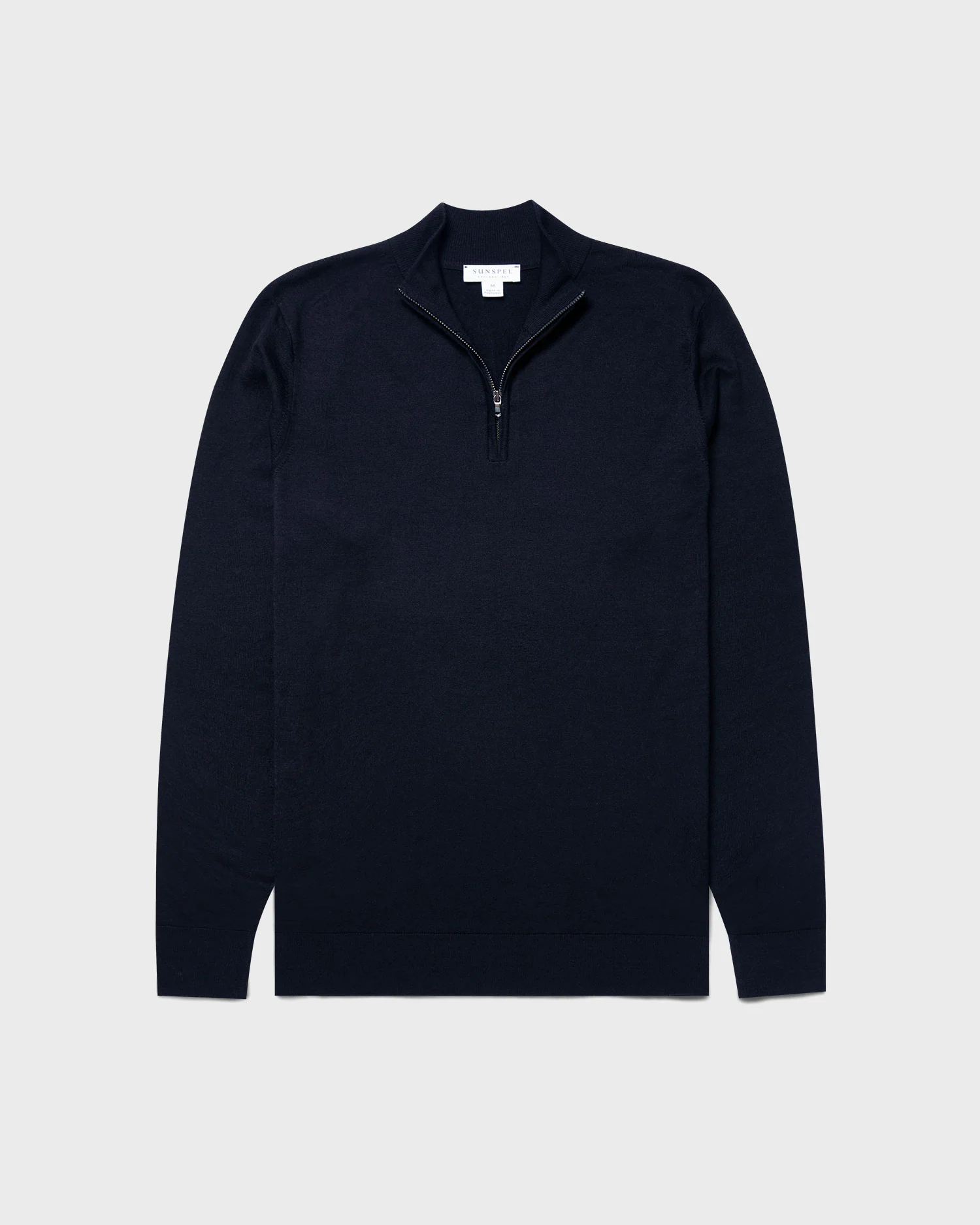 Extra‑Fine Merino Zip Neck - Light Navy
