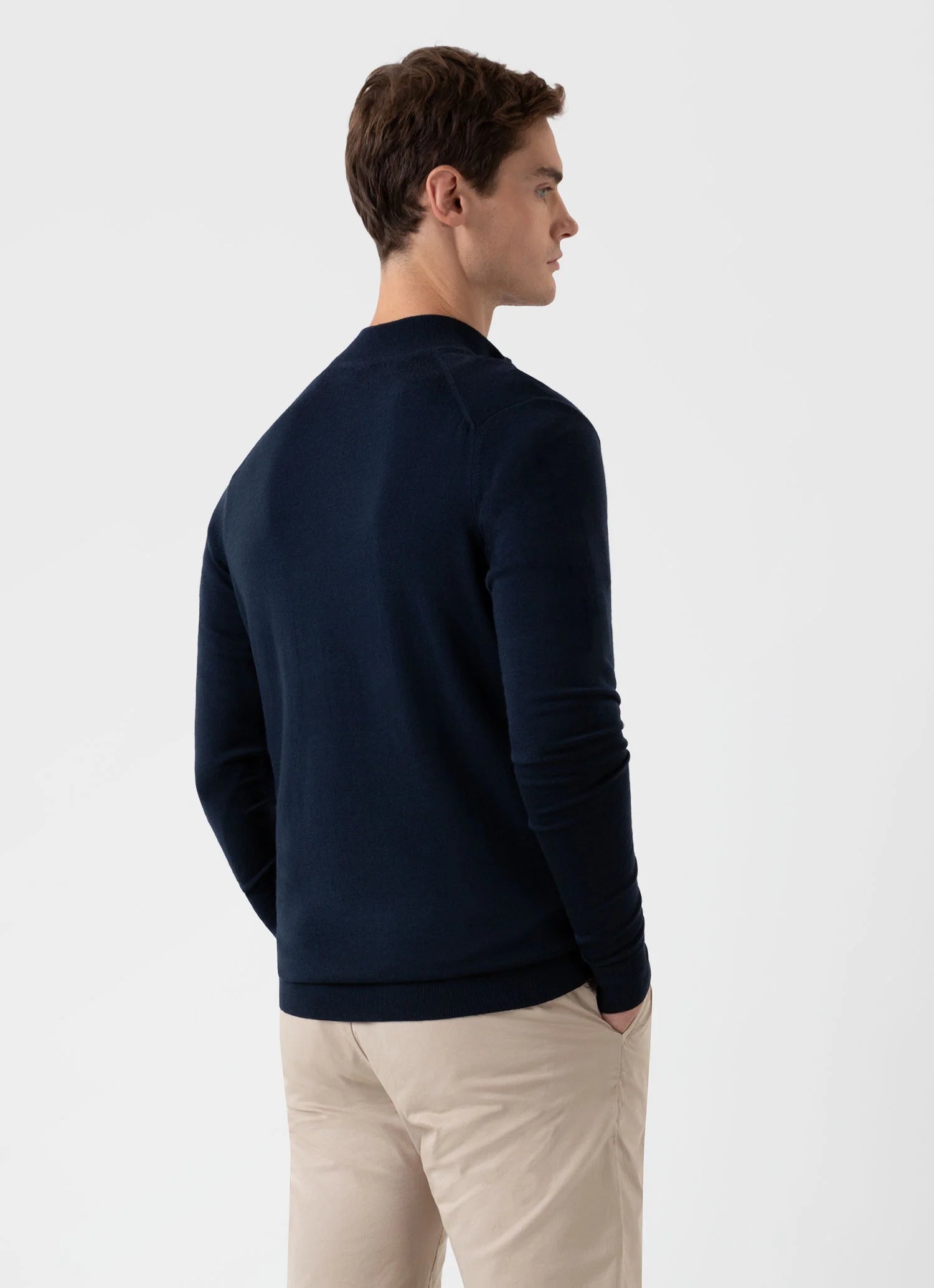 Extra‑Fine Merino Zip Neck - Light Navy